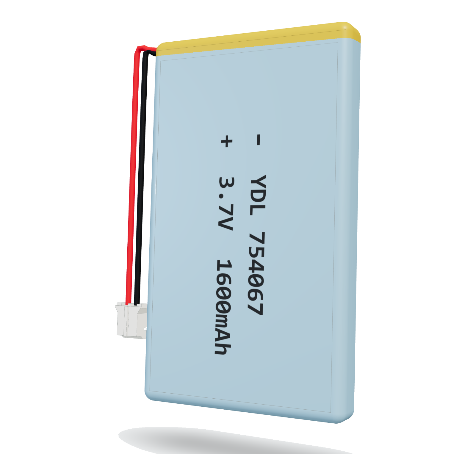 YDL 754067 1600mAh 3.7V lithium polymer battery, 7.5x40x69mm, PH2.0 connector