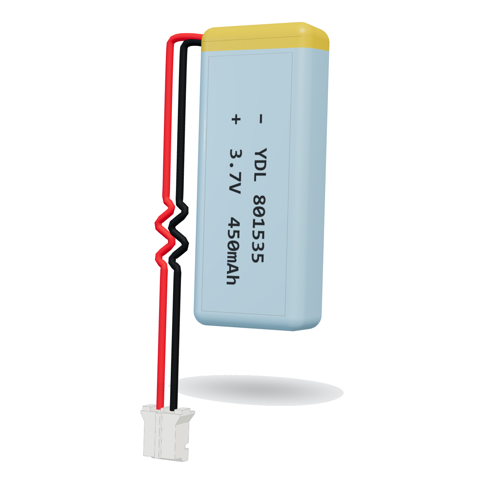 YDL 801535 450mAh 3.7V lithium polymer battery, 8x15x37mm, PH2.0 connector