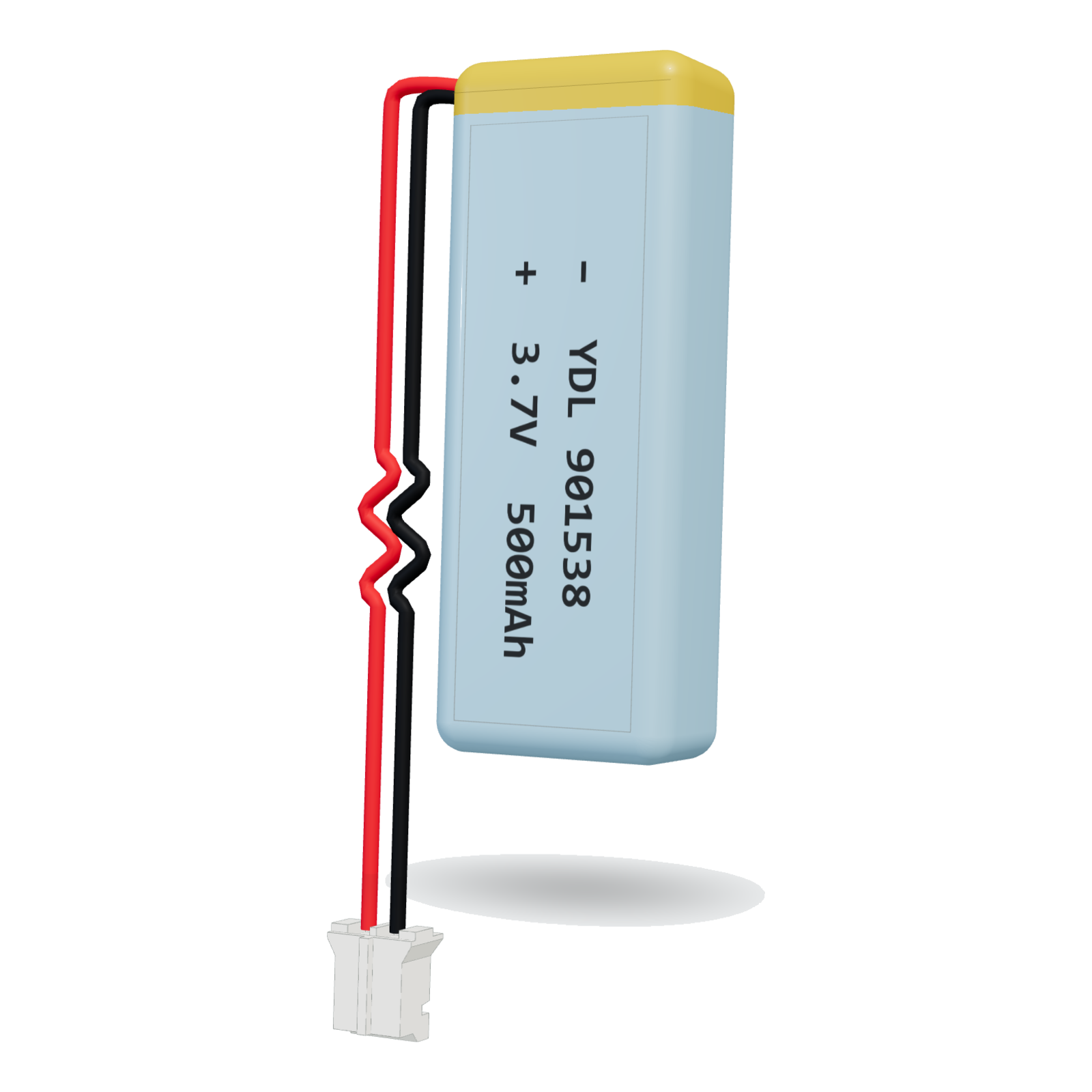YDL 901538 500mAh 3.7V lithium polymer battery, 9x15x40mm, PH2.0 connector