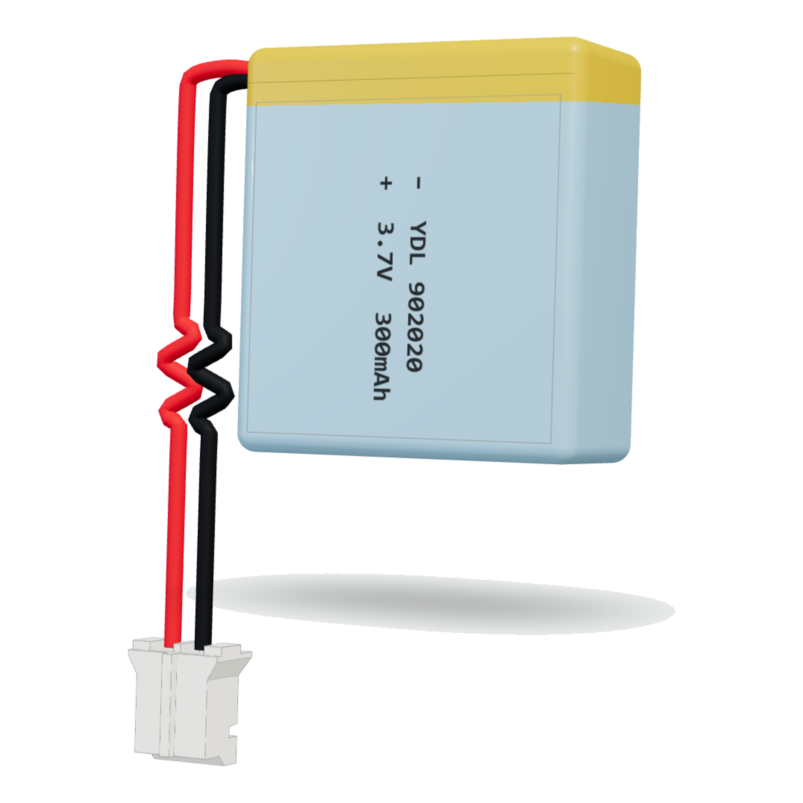 YDL 902020 300mAh 3.7V lithium polymer battery, 9x20x22mm, PH2.0 connector