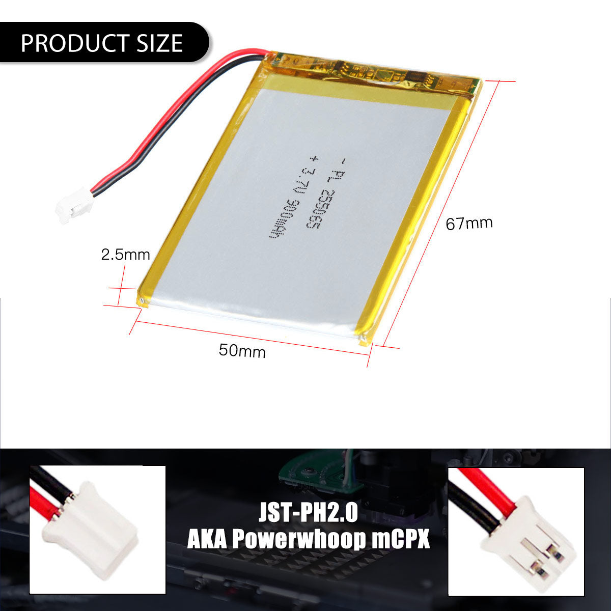 3.7V 900mAh 255065 Rechargeable Lithium Polymer Battery