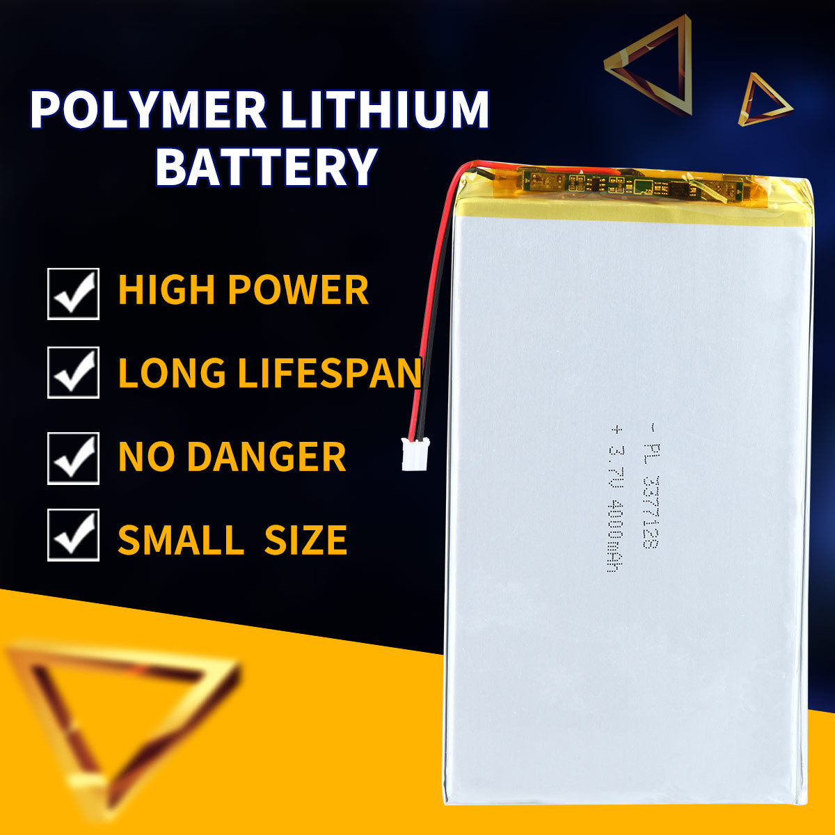 3.7V 4000mAh 3377128 Batterie lithium-polymère rechargeable Longueur 130mm