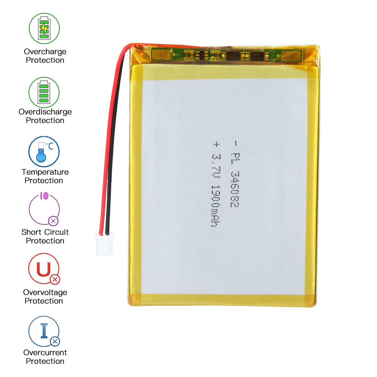 3.7V 1900mAh 346082 Rechargeable Lithium Polymer Battery