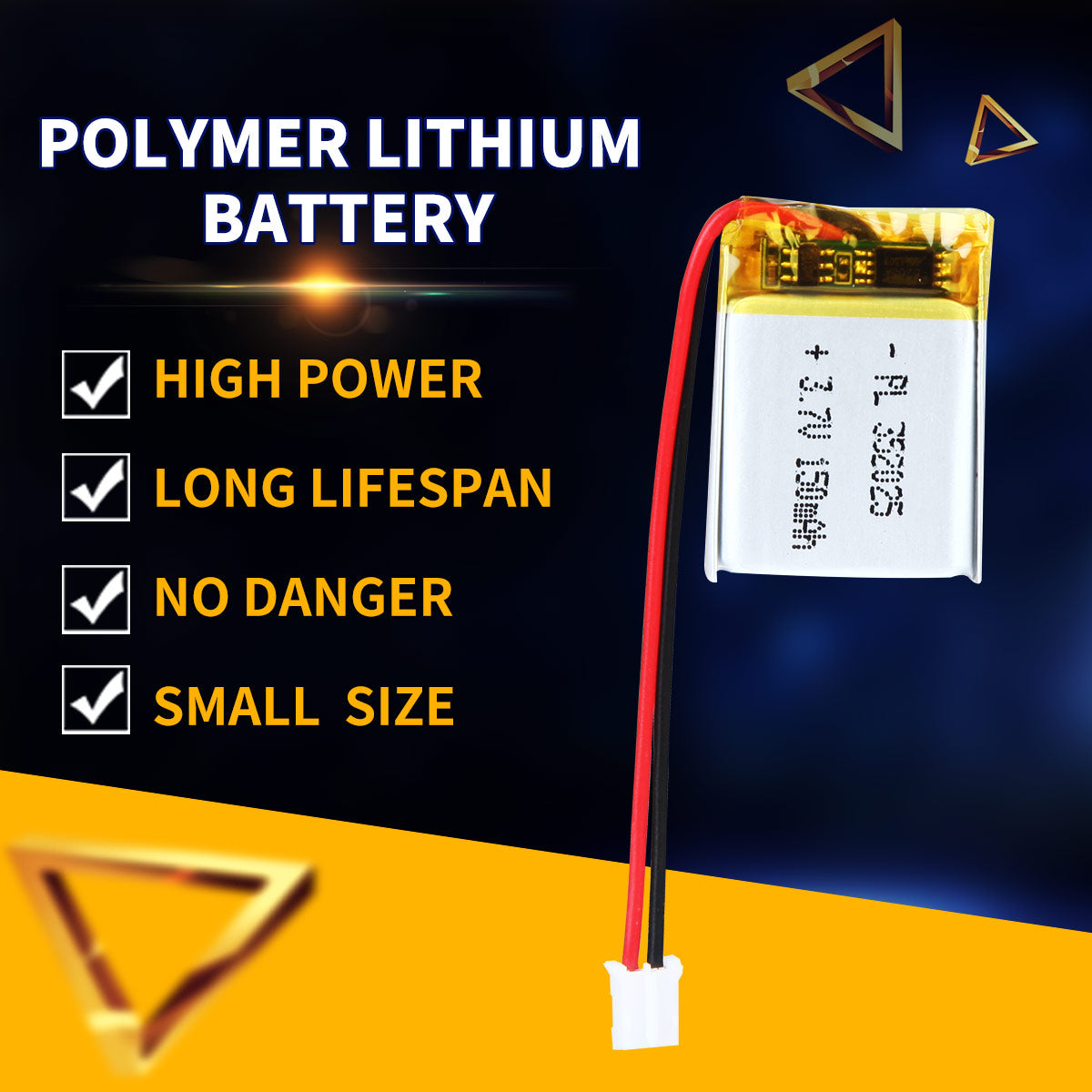 3.7V 150mAh 352025 Batterie Lithium Polymère Rechargeable Longueur 27mm