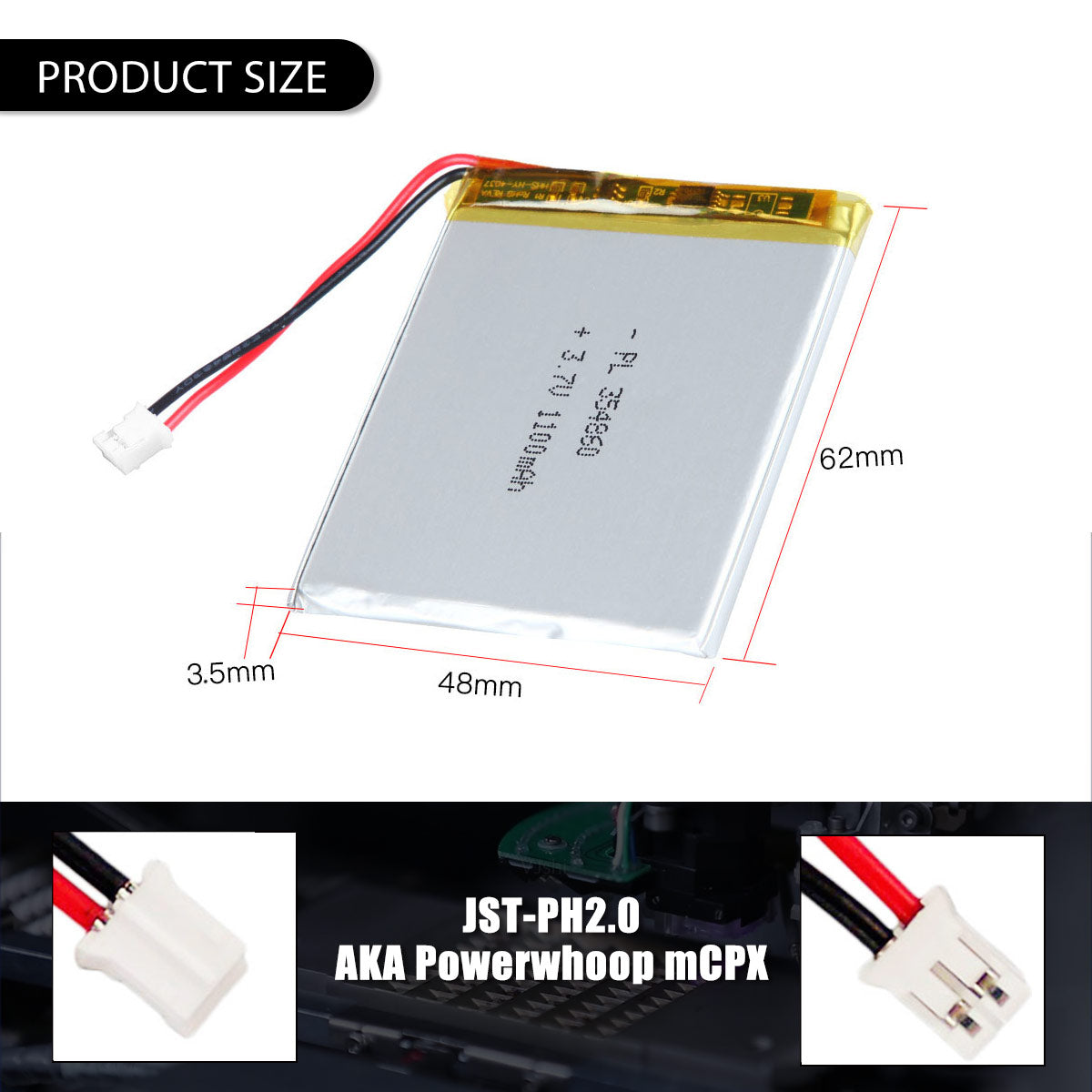 3.7V 1100mAh 354860 Rechargeable Lithium Polymer Battery