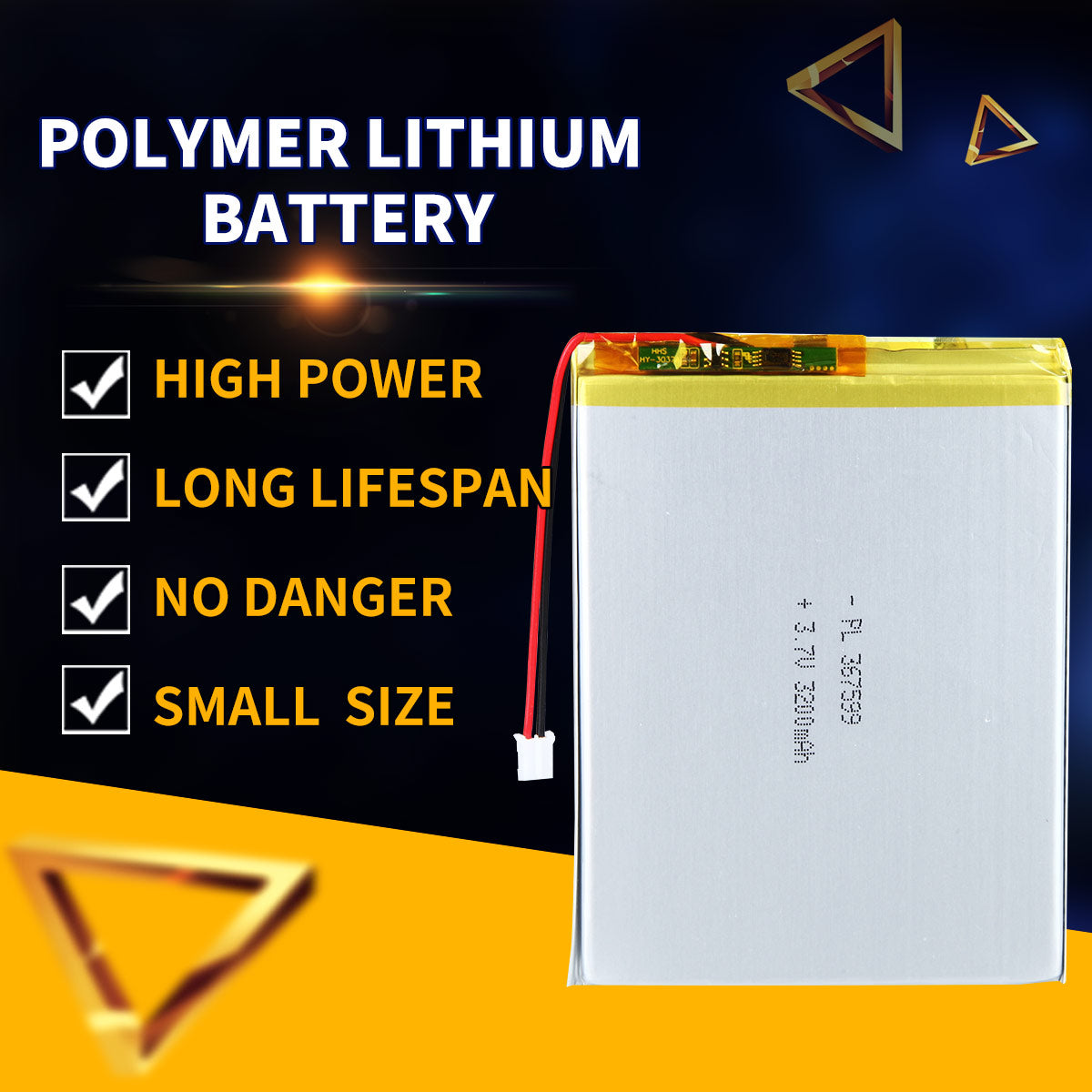 3.7V 3200mAh 367599 Batterie lithium-ion polymère rechargeable Longueur 101mm