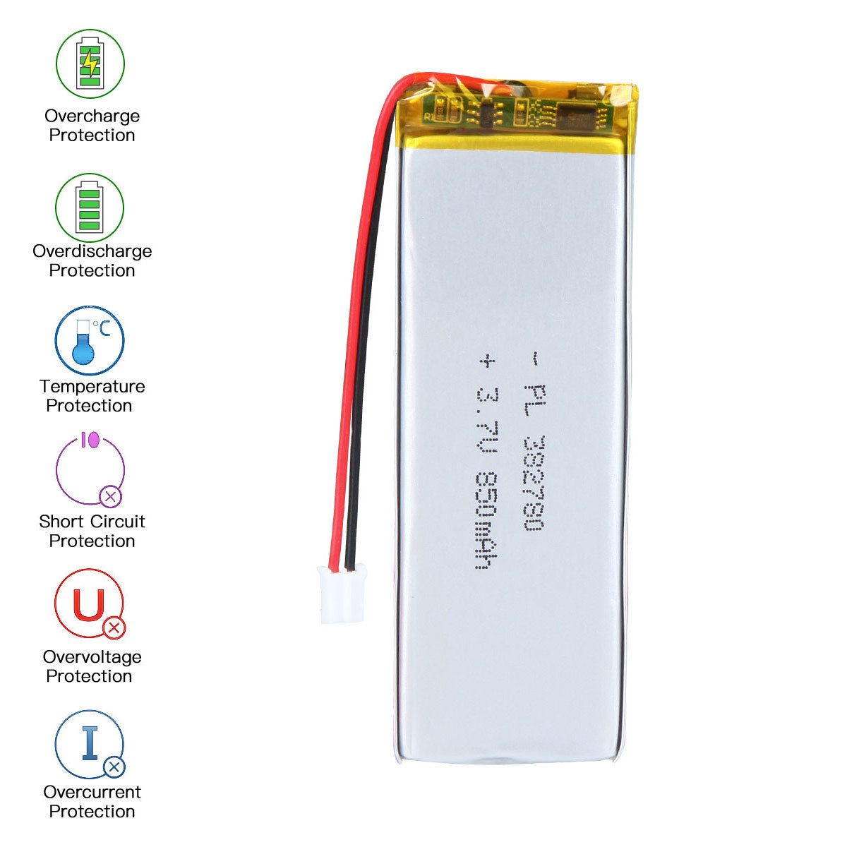 3.7V 382780 850mAh Rechargeable Lithium Polymer Battery