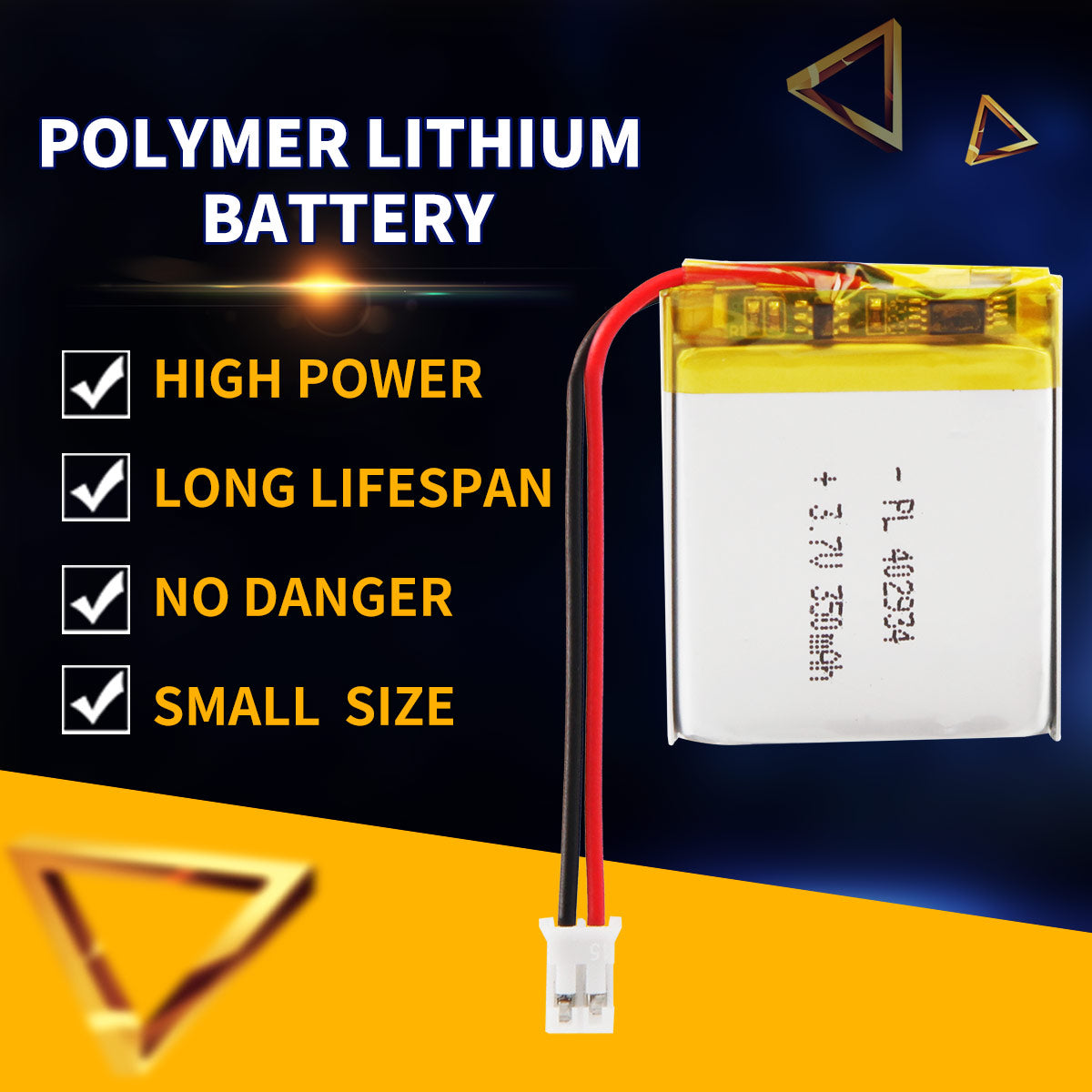3.7V 350mAh 402934 Batterie Lithium Polymère Rechargeable Longueur 36mm