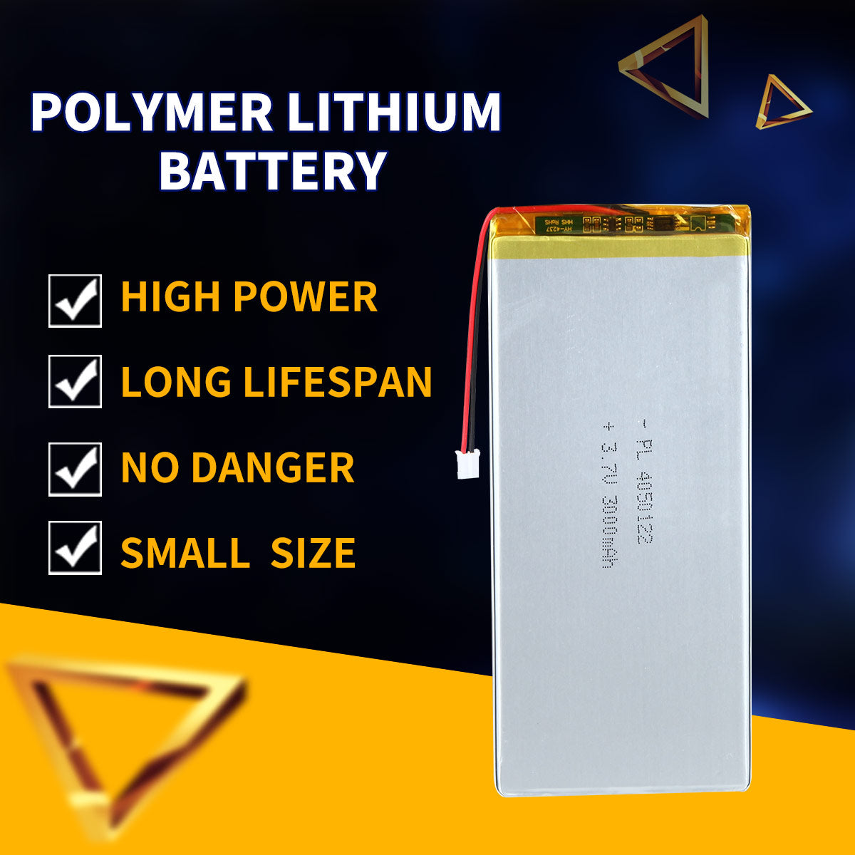 3.7V 3000mAh 4050122 Batterie lithium-polymère rechargeable Longueur 124mm