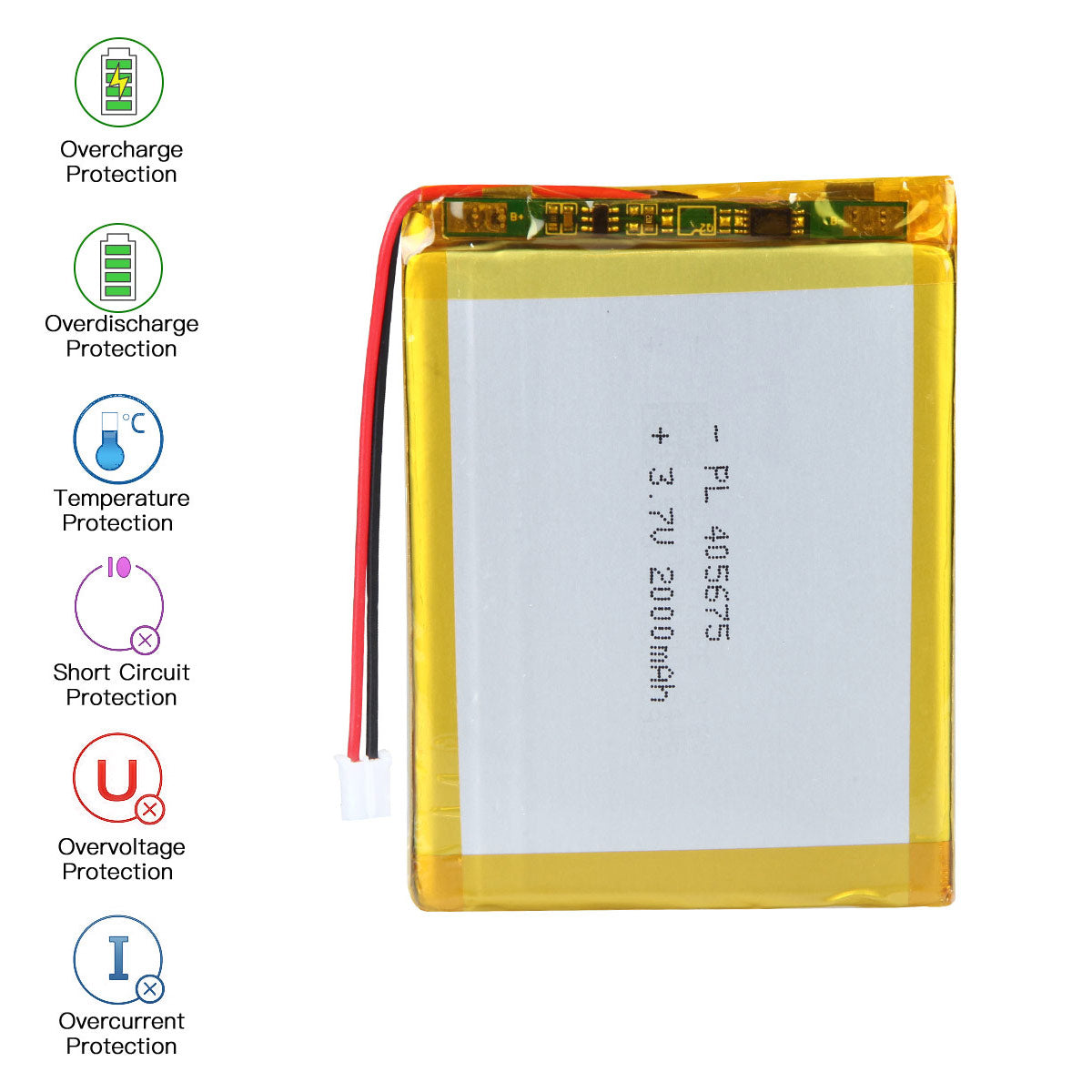 3.7V 2000mAh 405675 Rechargeable Lithium Polymer Battery