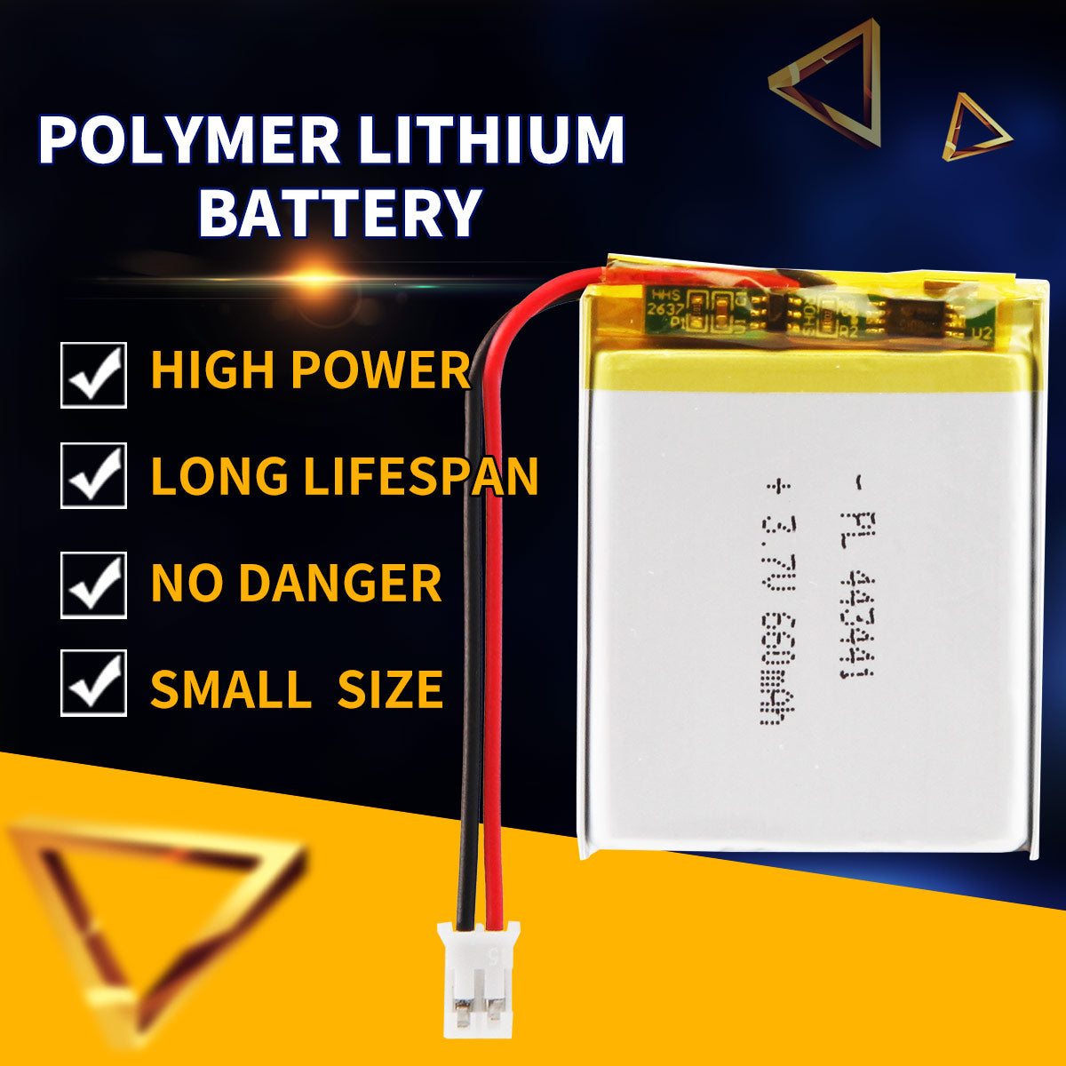 3.7V 660mAh 443441 Batterie Lithium Polymère Rechargeable Longueur 43mm