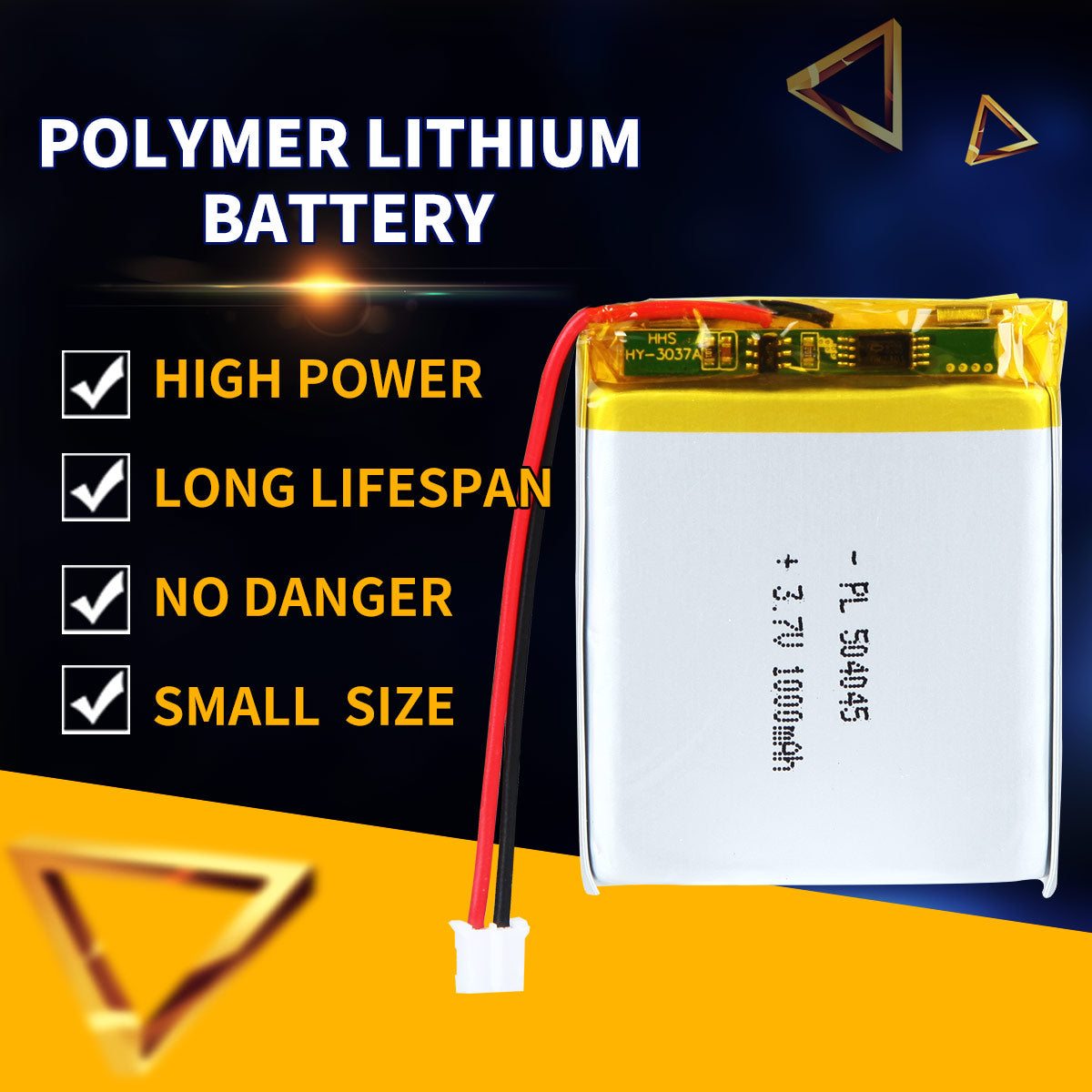 3.7V 504045 1000mAh Batterie Lithium Polymère Rechargeable Longueur 47mm