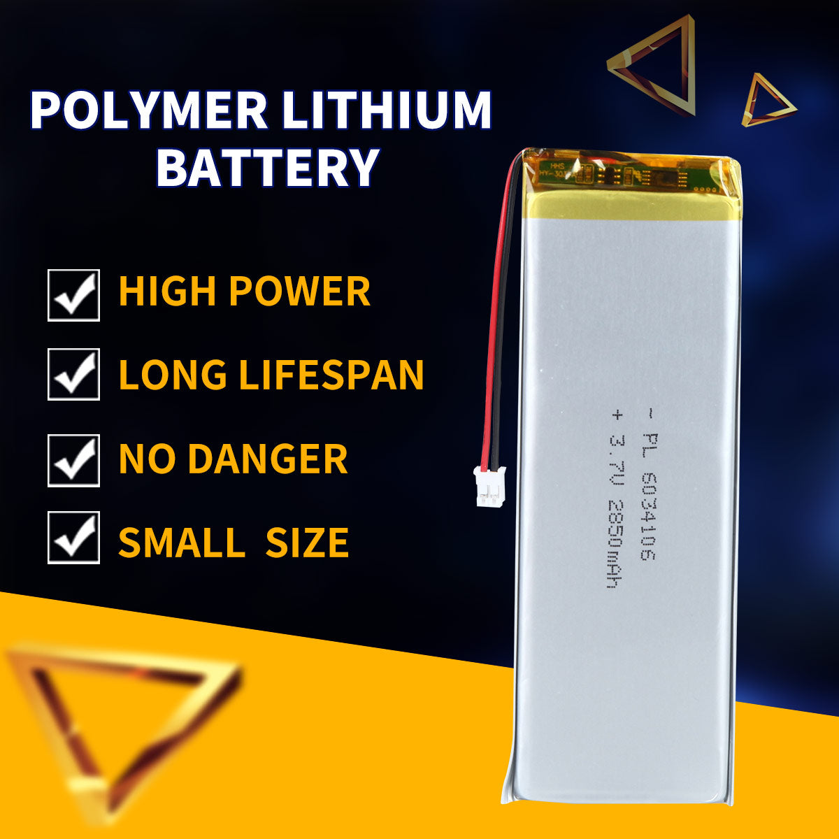 3.7V 2850mAh 6034106 Batterie lithium-polymère rechargeable Longueur 108mm