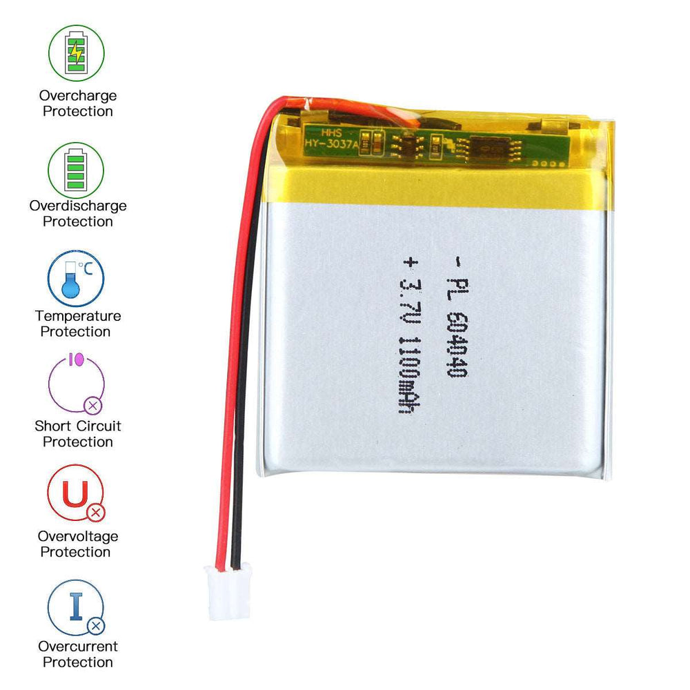 37v 1100mah 604040 Rechargeable Lithium Polymer Battery Pack 9600