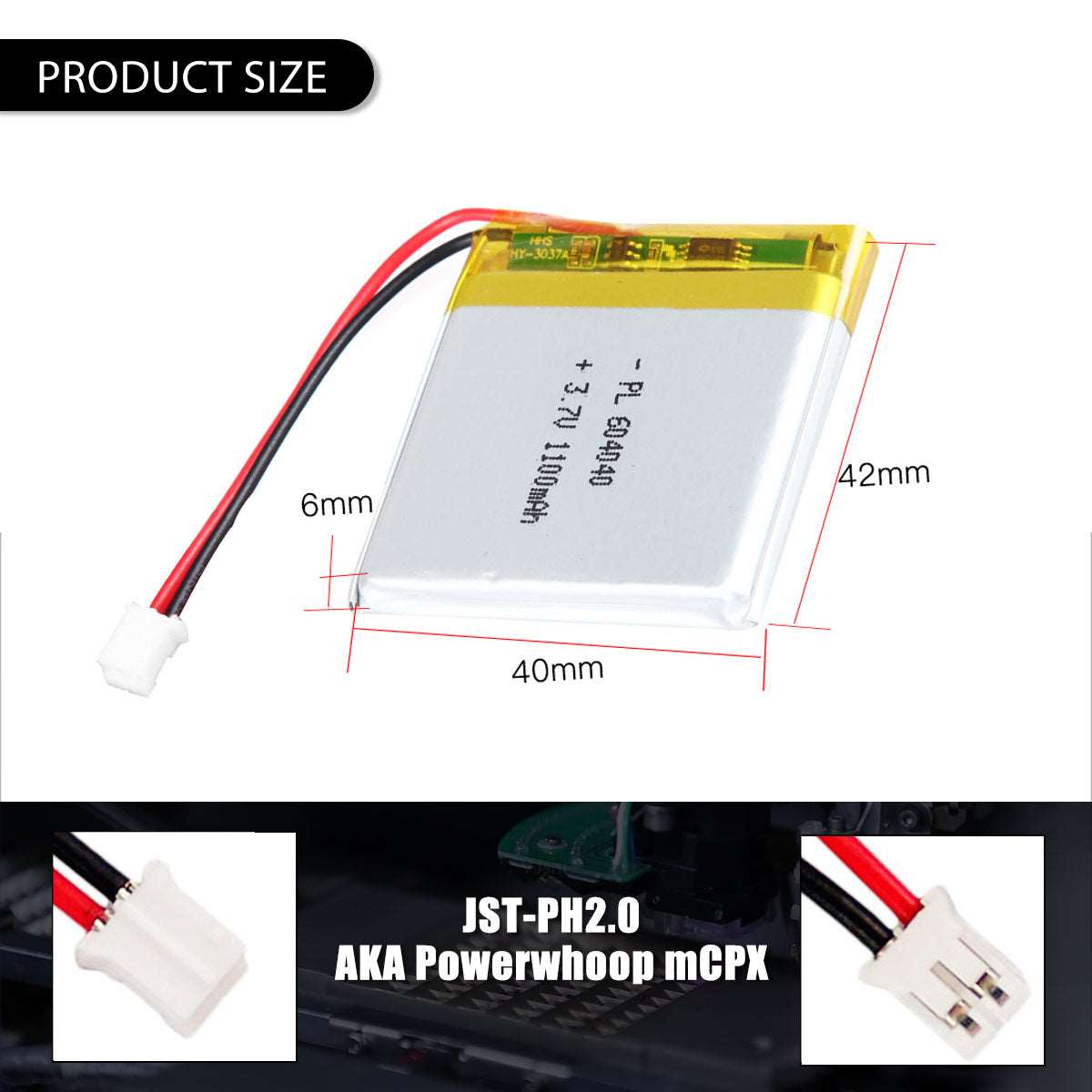 US free ship 3.7V 1100mAh 604040 Rechargeable Lithium Polymer ion Battery Pack