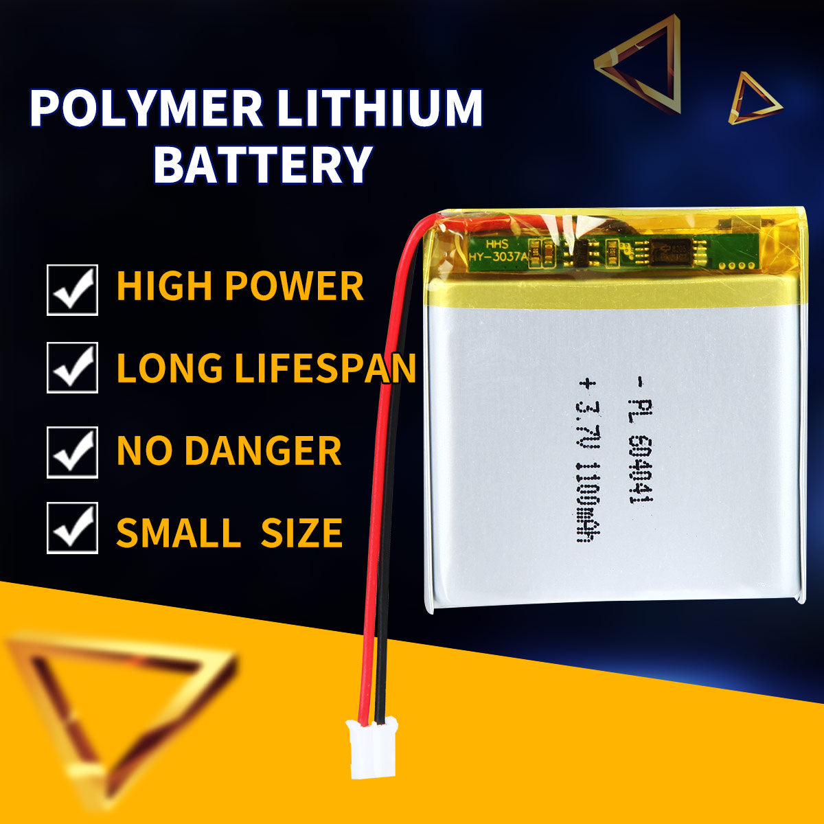 3.7V 1100mAh 604041 Batterie Lithium Polymère Rechargeable Longueur 43mm