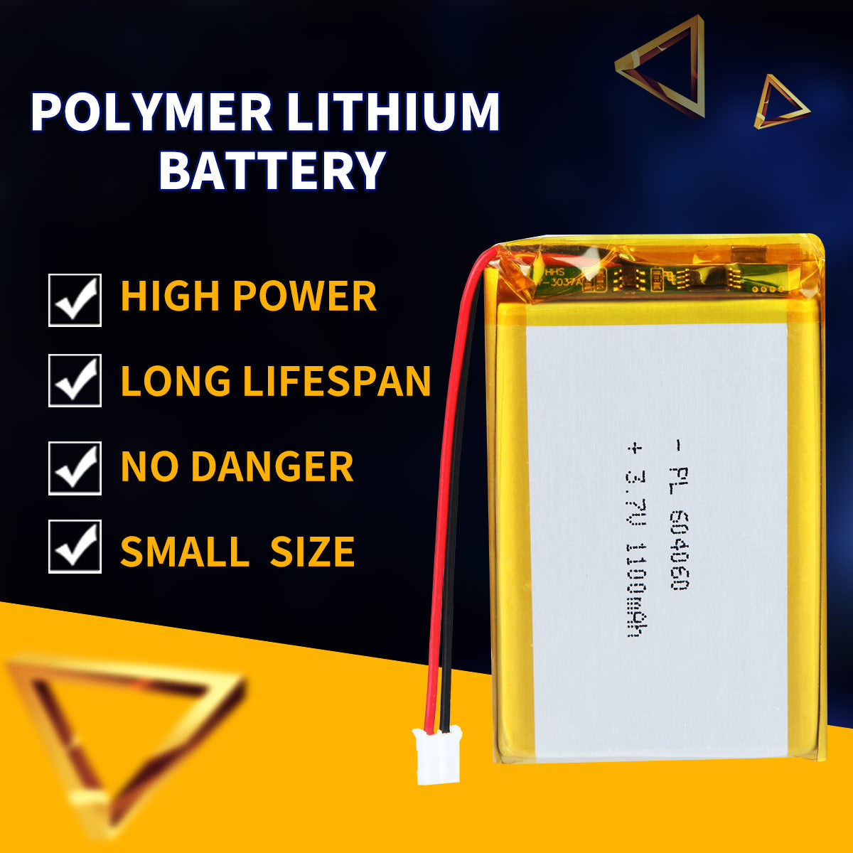 3.7V 1100mAh 604060 Batterie Lithium Polymère Rechargeable Longueur 62mm
