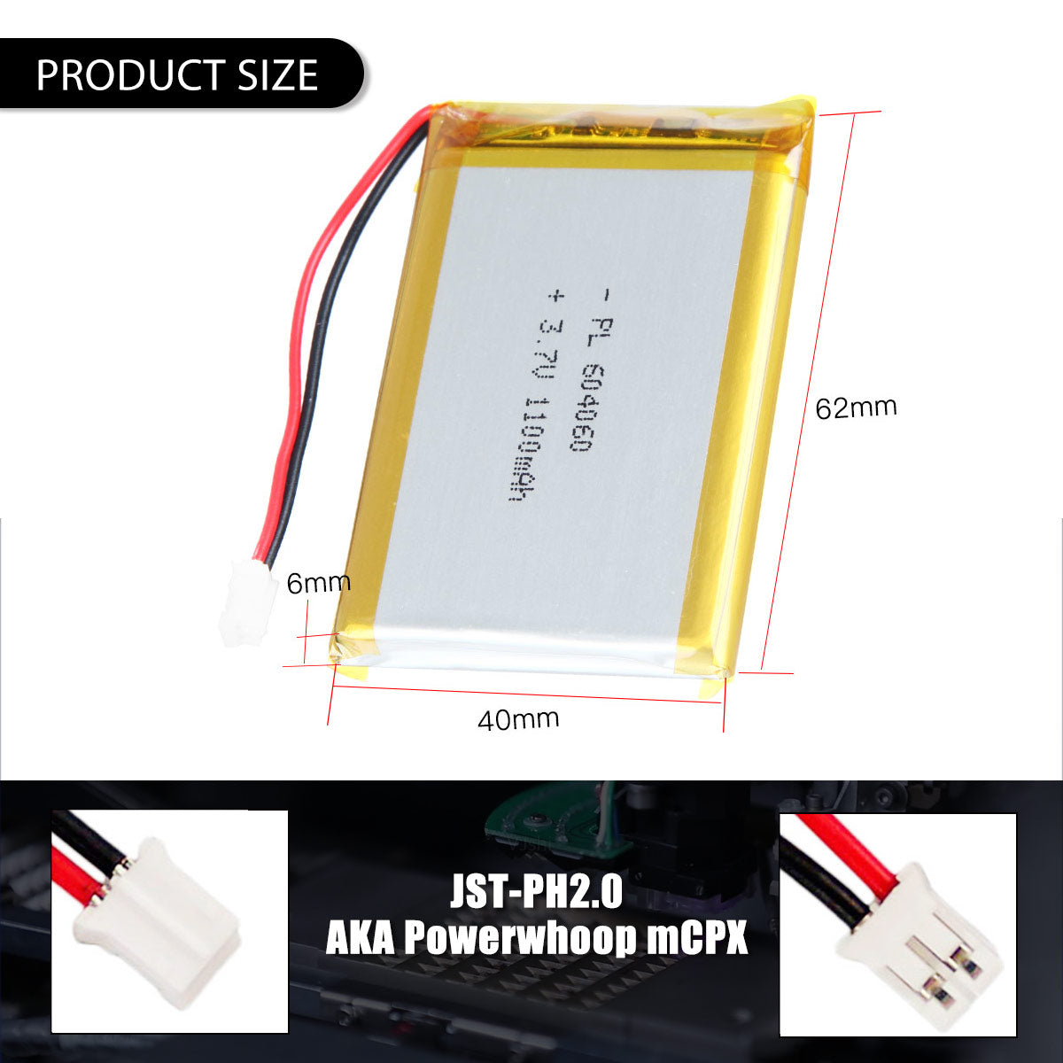 3.7V 1100mAh 604060 Rechargeable Lithium Polymer Battery
