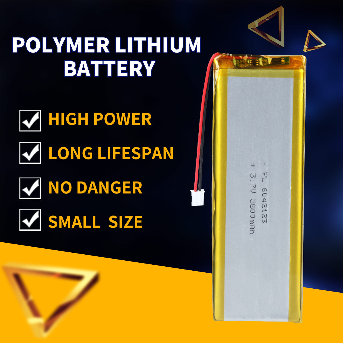 3.7V 3800mAh 6042123 Batterie Lithium Polymère Rechargeable Longueur 125mm