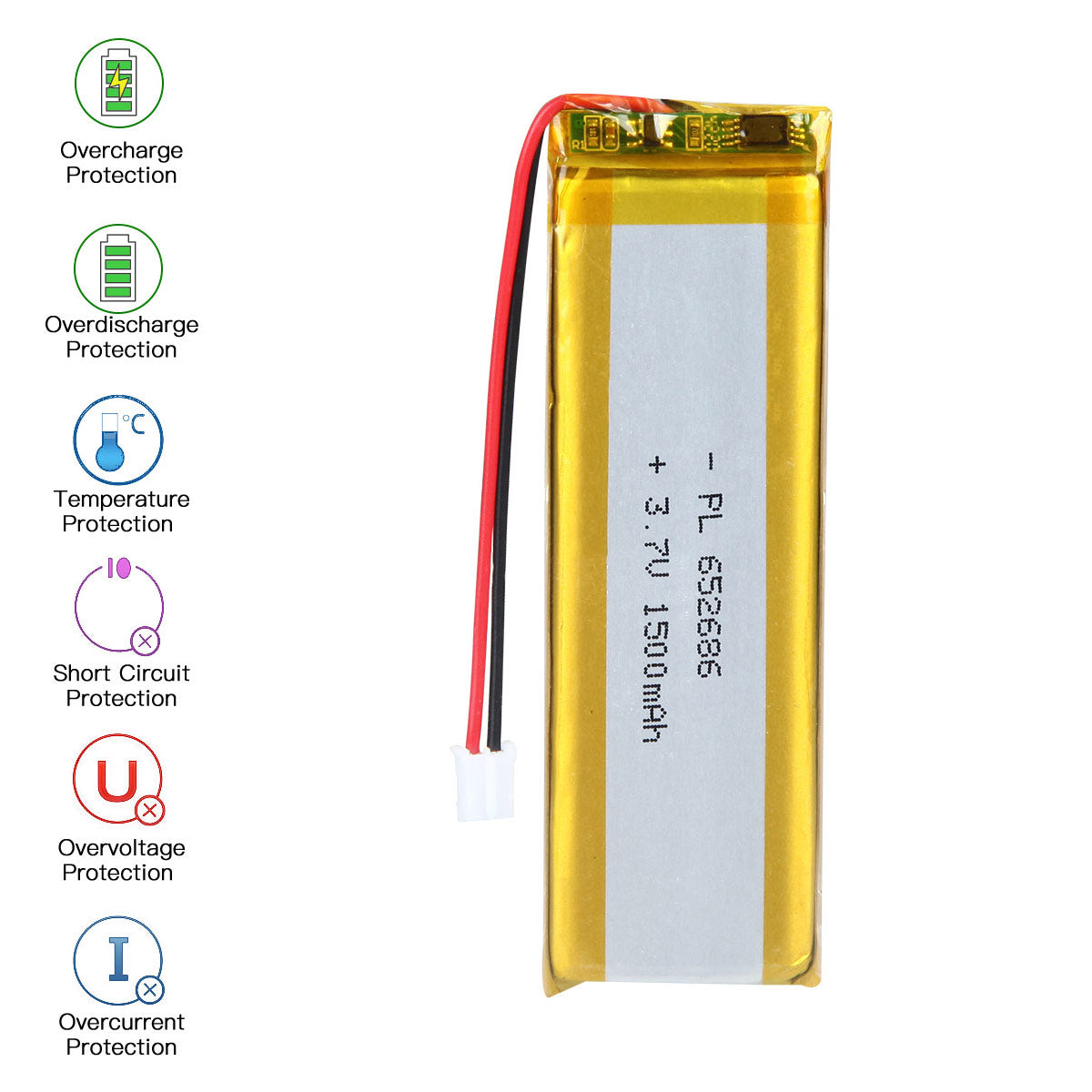 3.7V 1500mAh 652686 Rechargeable Lithium Polymer Battery
