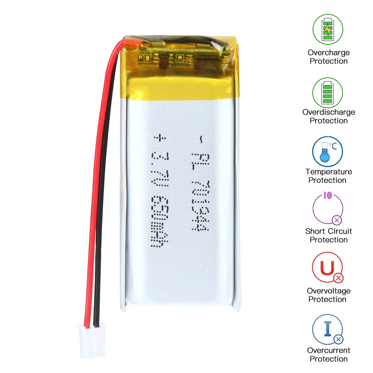 Batterie Lithium Polymère rechargeable 3.7V 701944 650mAh Longueur 46mm