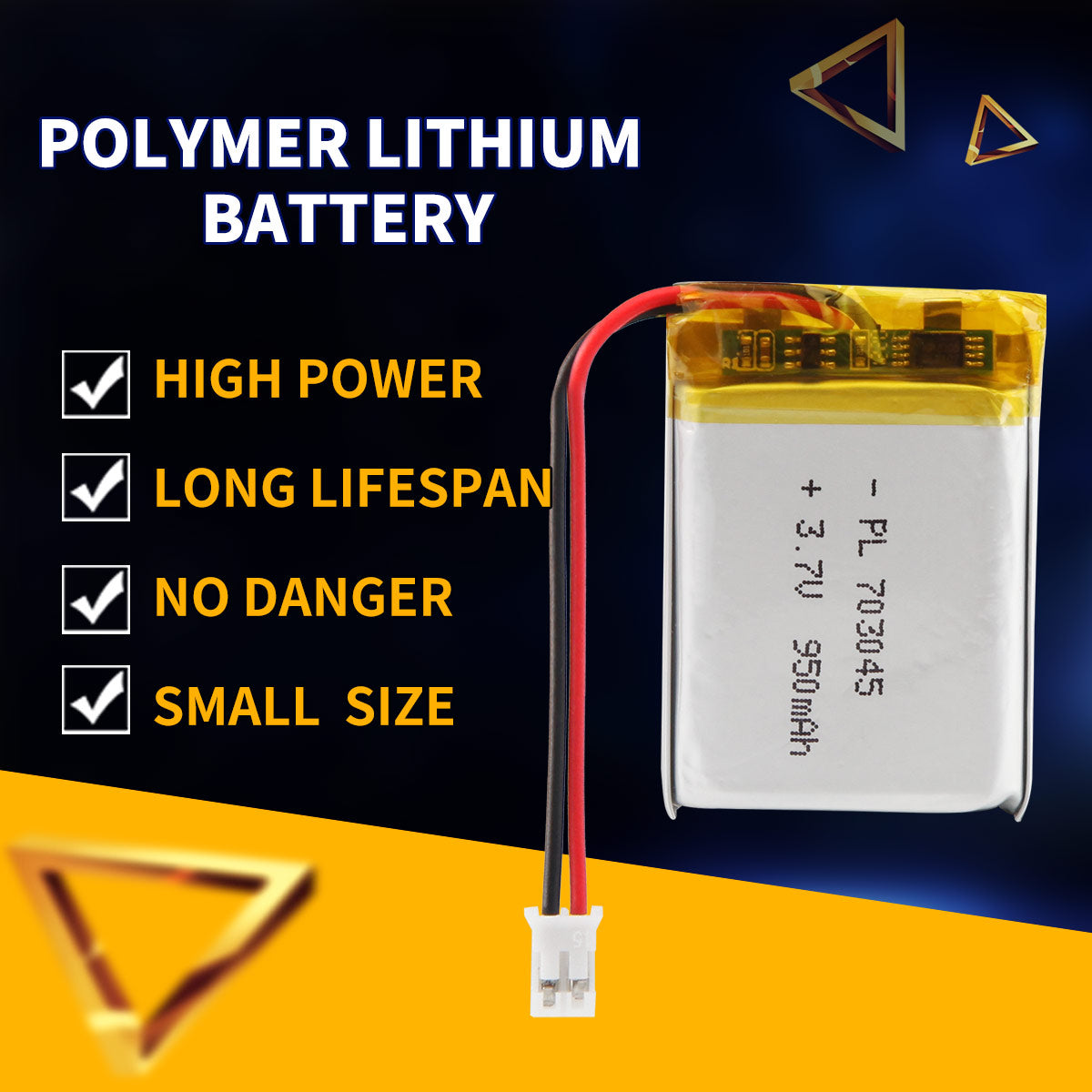 3.7V 950mAh 703045 Batterie Lithium Polymère Rechargeable Longueur 47mm