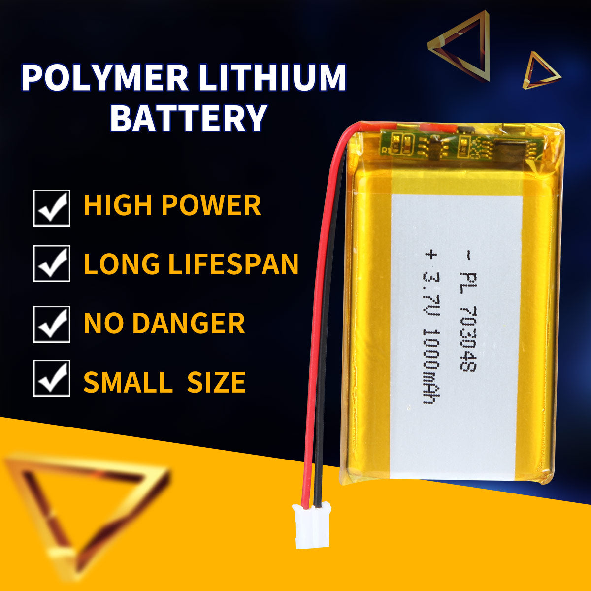 Batterie Lithium Polymère Rechargeable 3.7V 703048 1000mAh Longueur 50mm