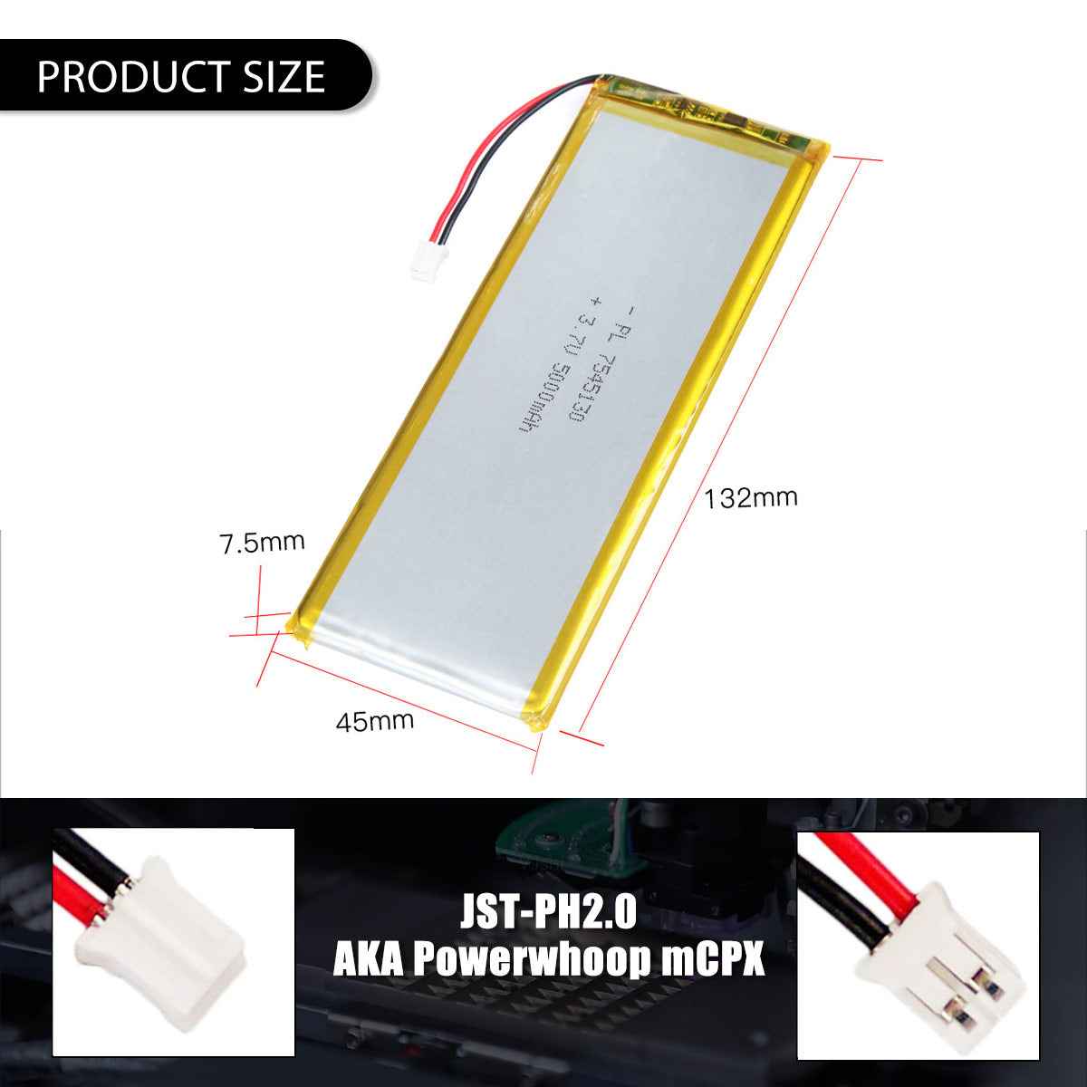 3.7V 5000mAh 7545130 Rechargeable Lithium Polymer Battery