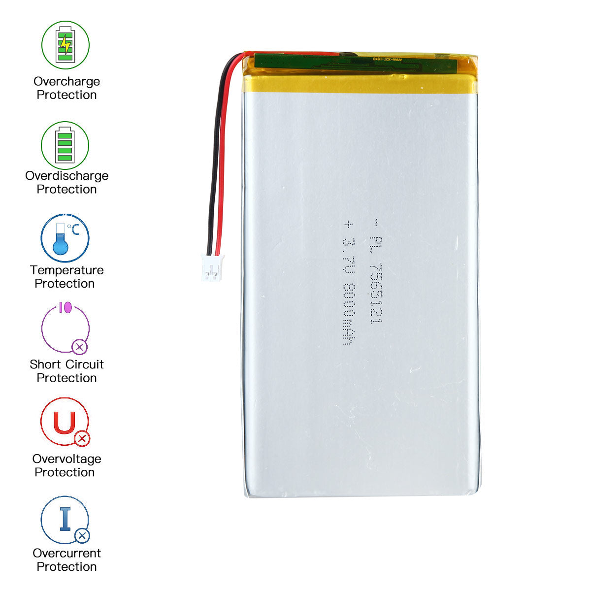 8000mAh 3.7V Lithium Polymer Battery 7565121 | YDL Battery