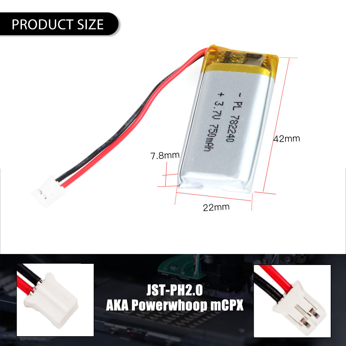 3.7V 750mAh 782240 Rechargeable Lithium Polymer Battery