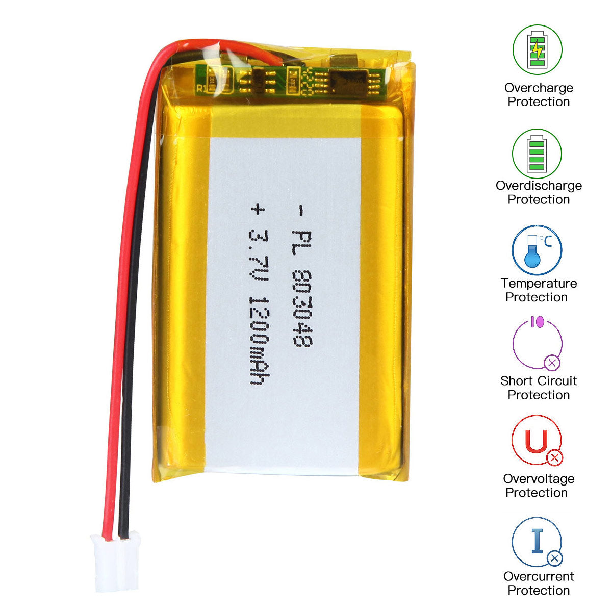 1200mAh 3.7V Lithium Polymer Battery 803048 | YDL Battery