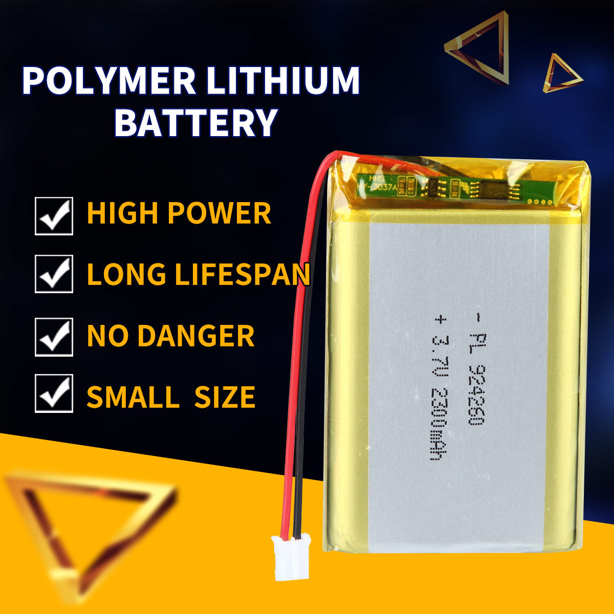 3.7V 2300mAh 924260 Batterie Lithium Polymère Rechargeable Longueur 62mm