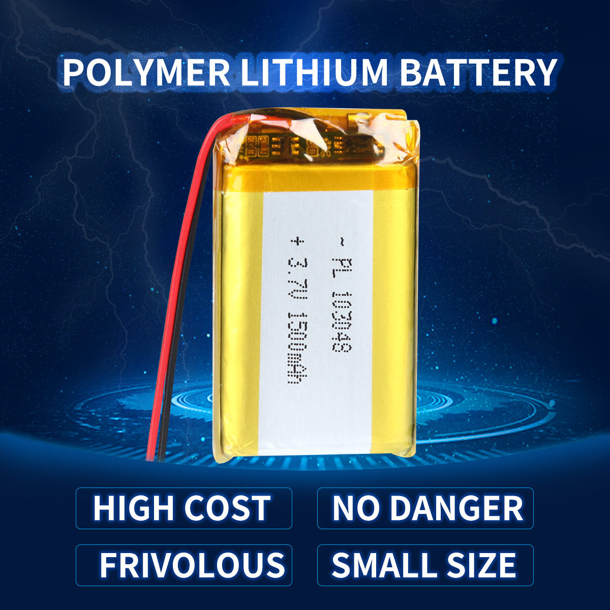 Batterie Lithium Polymère Rechargeable 3.7V 1500mAh 103048 Longueur 50mm pour robot Thymio