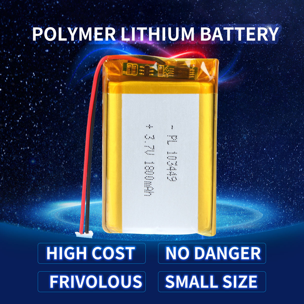 3.7V 1800mAh 103449 Batterie lithium-polymère rechargeable Longueur 51mm