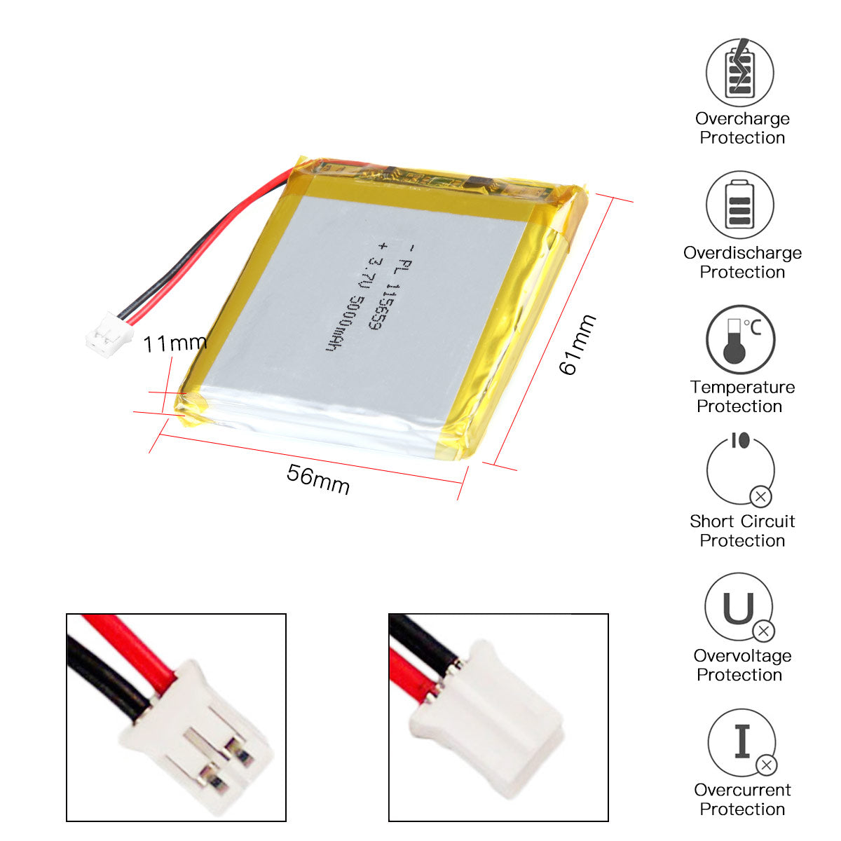 3.7V 5000mAh 115659 Lipo バッテリー充電式リチウムポリマーイオンバット