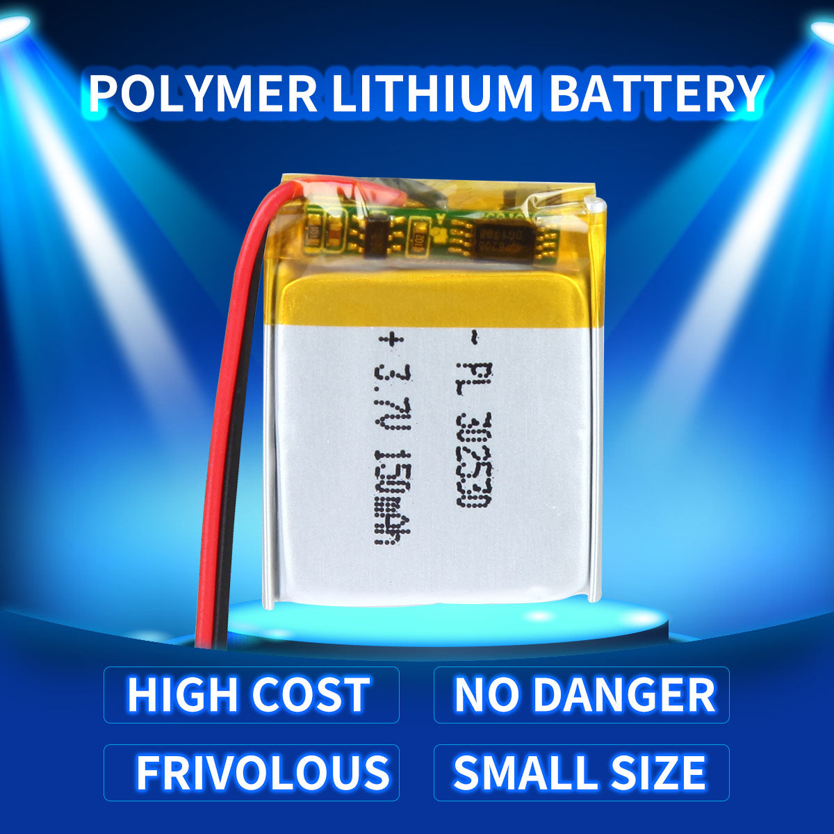 3.7V 150mAh 302530 Batterie Lithium Polymère Rechargeable Longueur 32mm