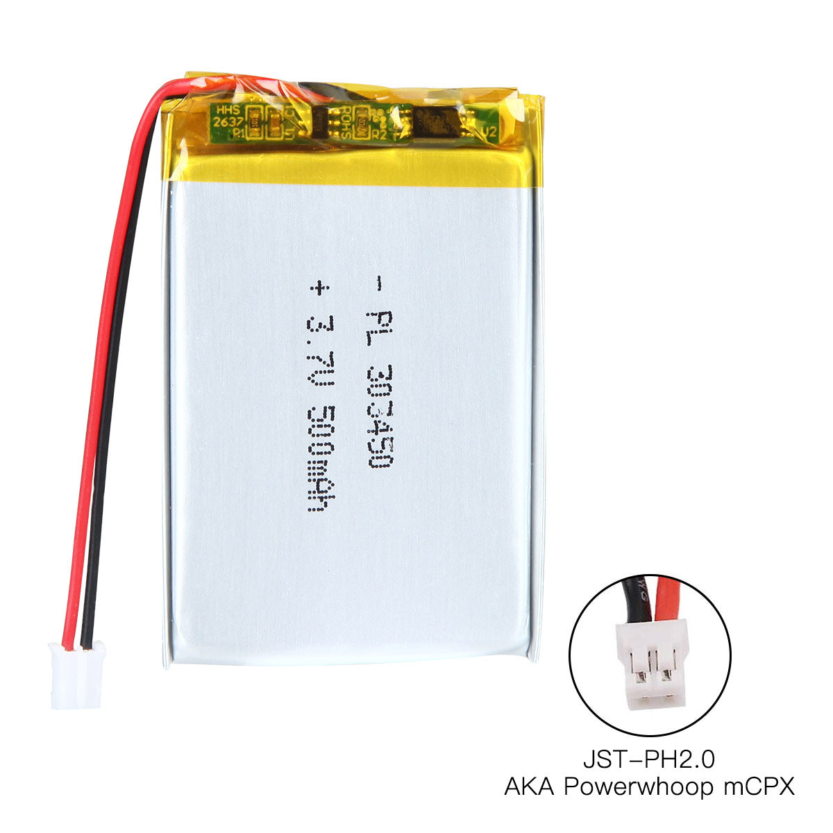 3.7V 500mAh 303450 Rechargeable Lithium Polymer Battery Length 52mm