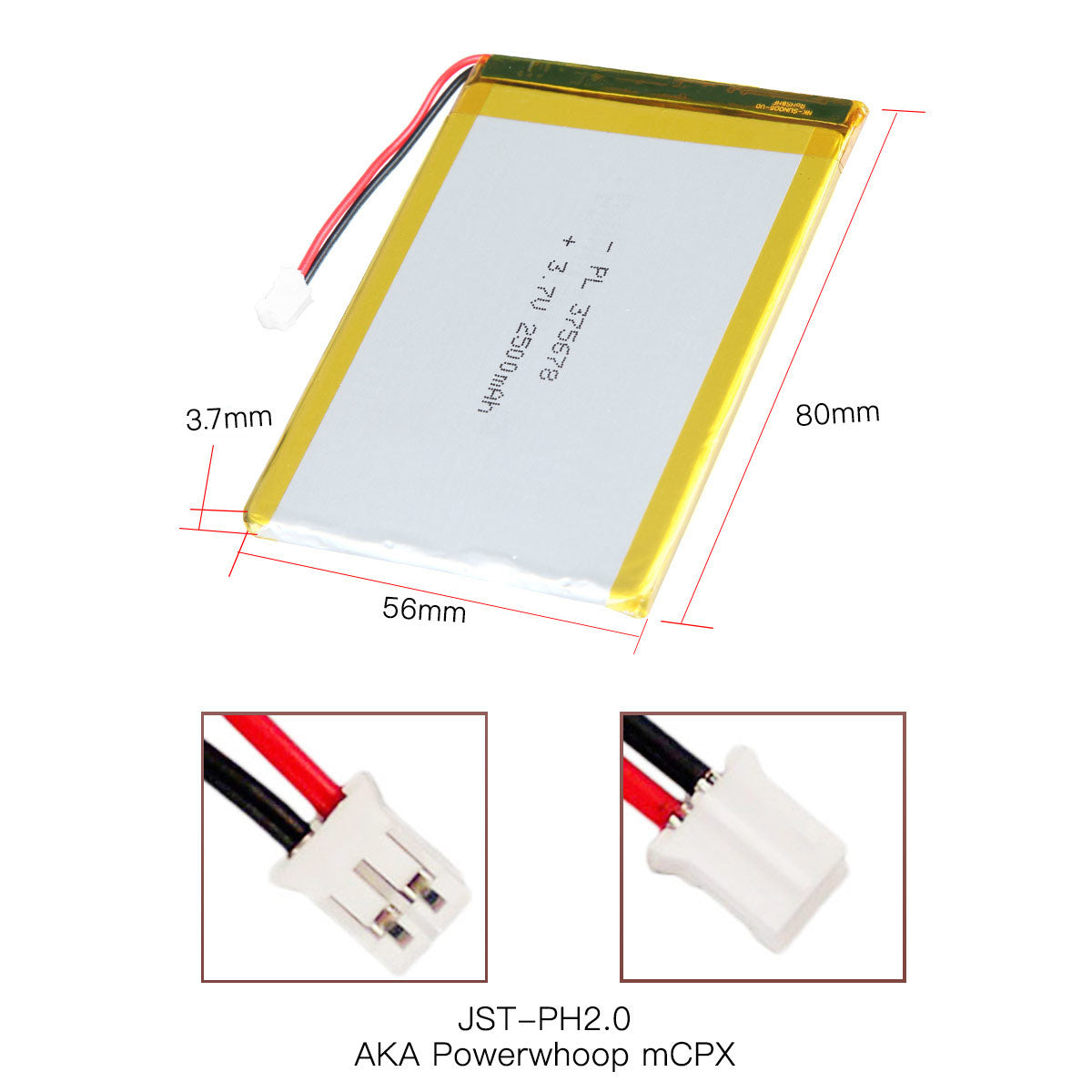 YDL 3.7V 2500mAh 375678 Rechargeable Lithium Polymer Battery Length 80mm