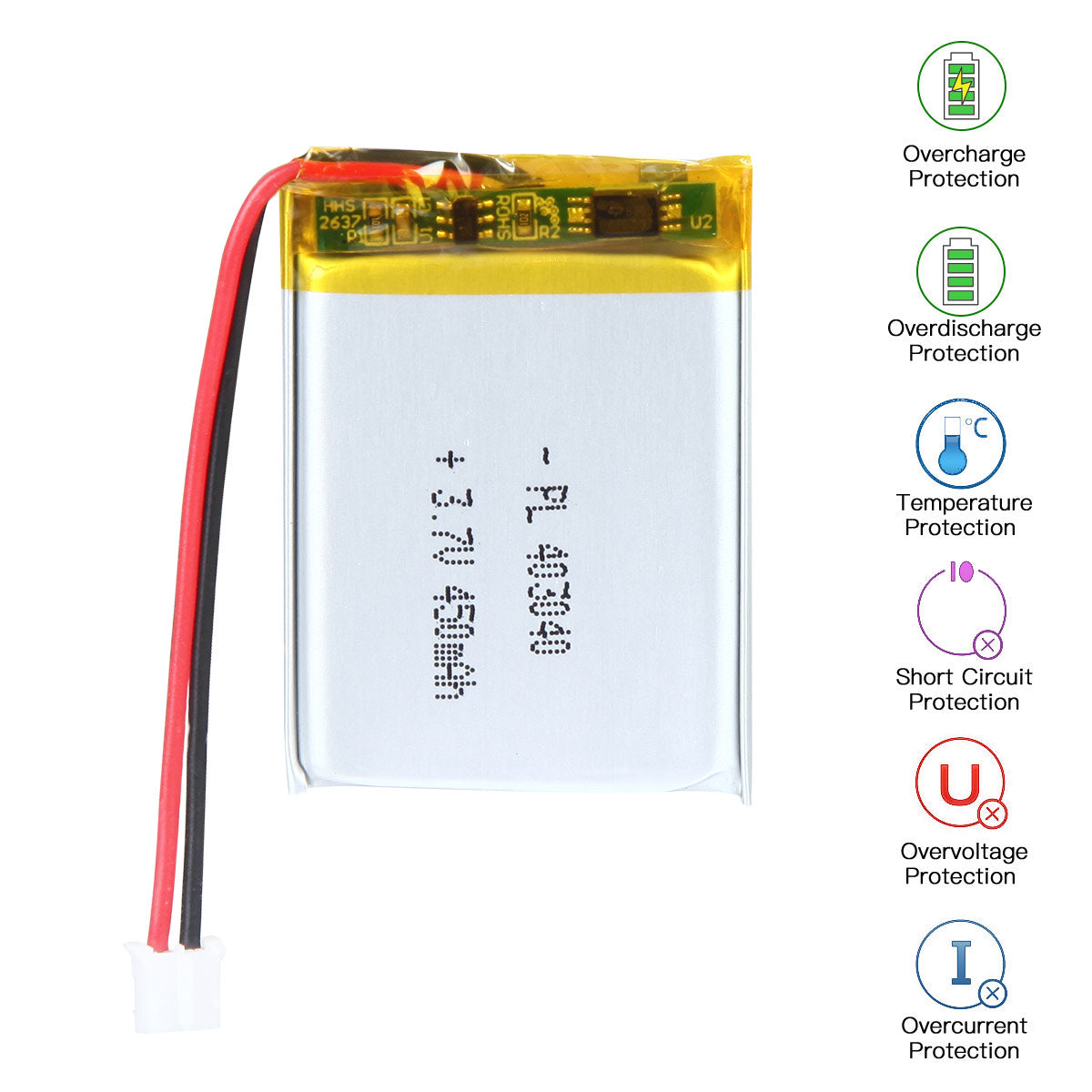 YDL 3.7V 450mAh 403040 Rechargeable Lithium Polymer Battery Length 42mm