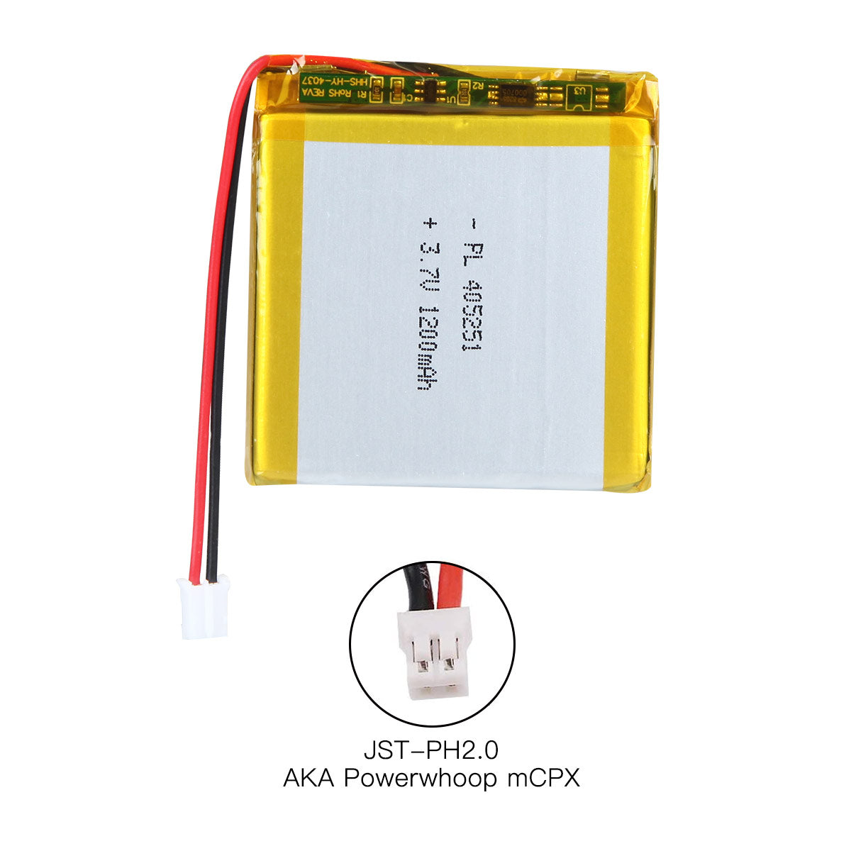 YDL 3.7V 1200mAh 405251 Rechargeable Lithium Polymer Battery Length 53mm