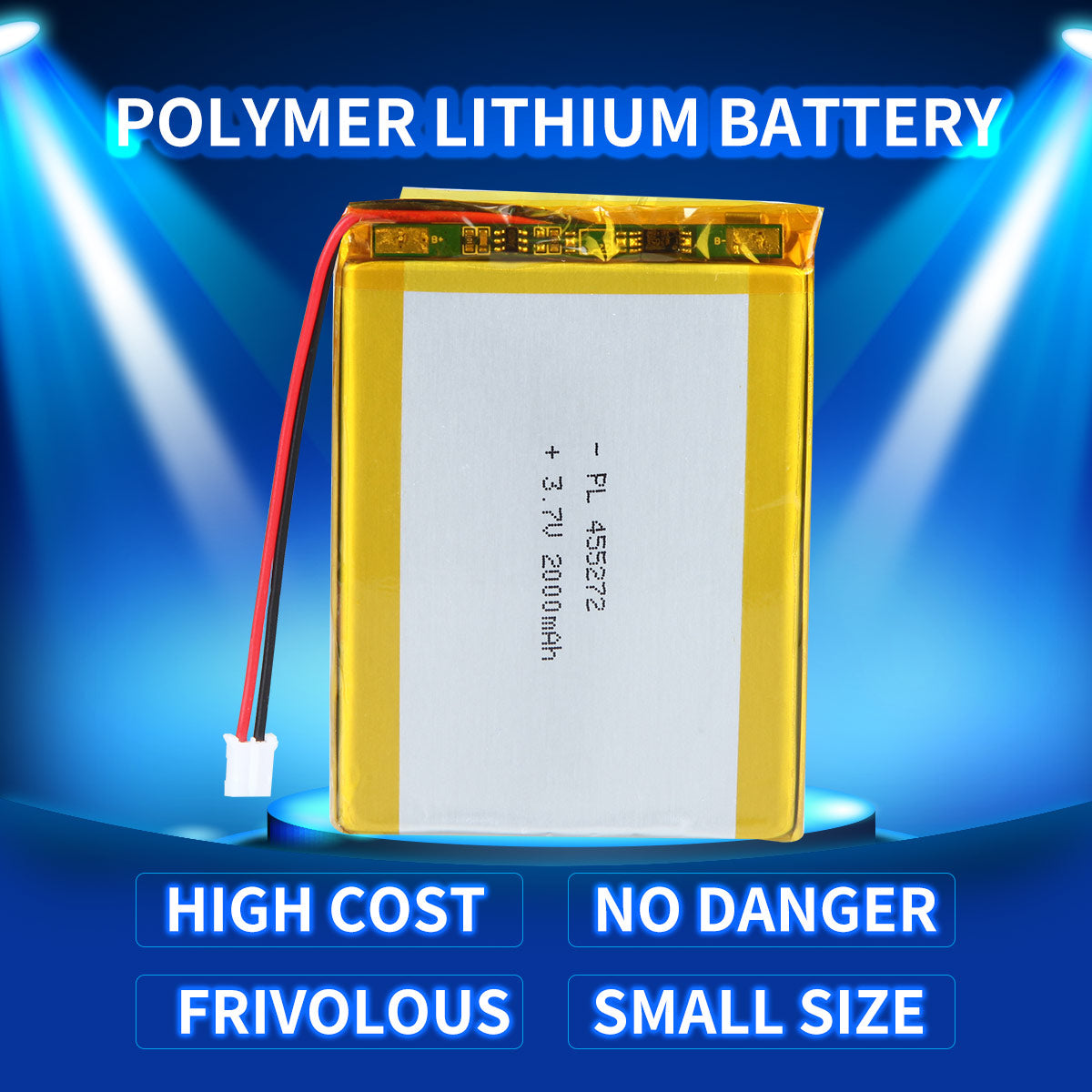 YDL 3.7V 2000mAh 455272 Rechargeable Lithium Polymer Battery Length 74mm