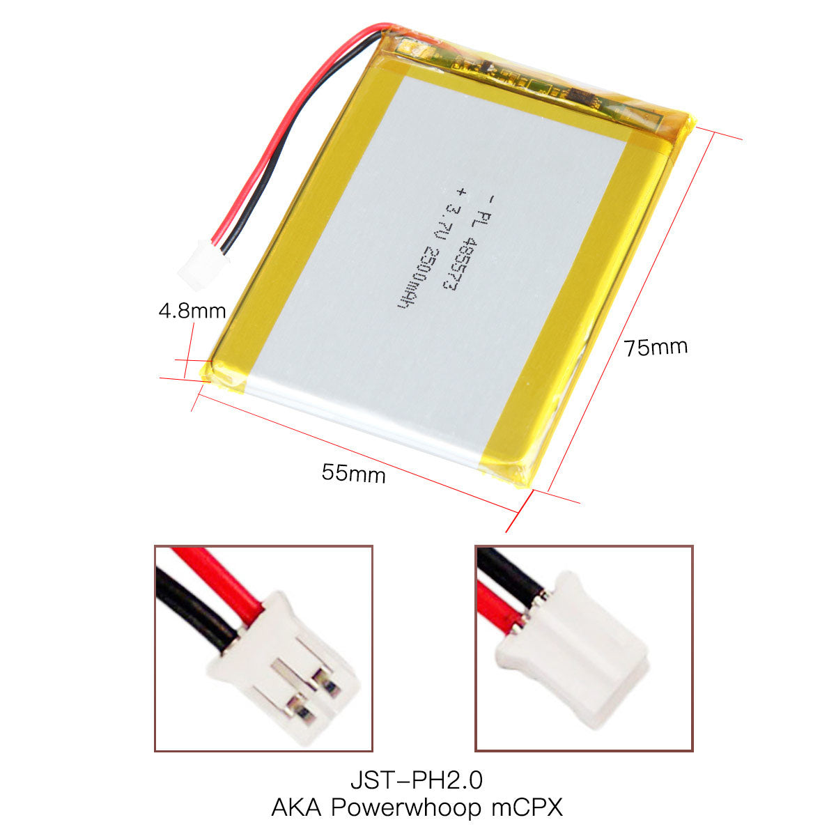 3.7V 2500mAh 485573 Rechargeable Lithium Polymer Battery