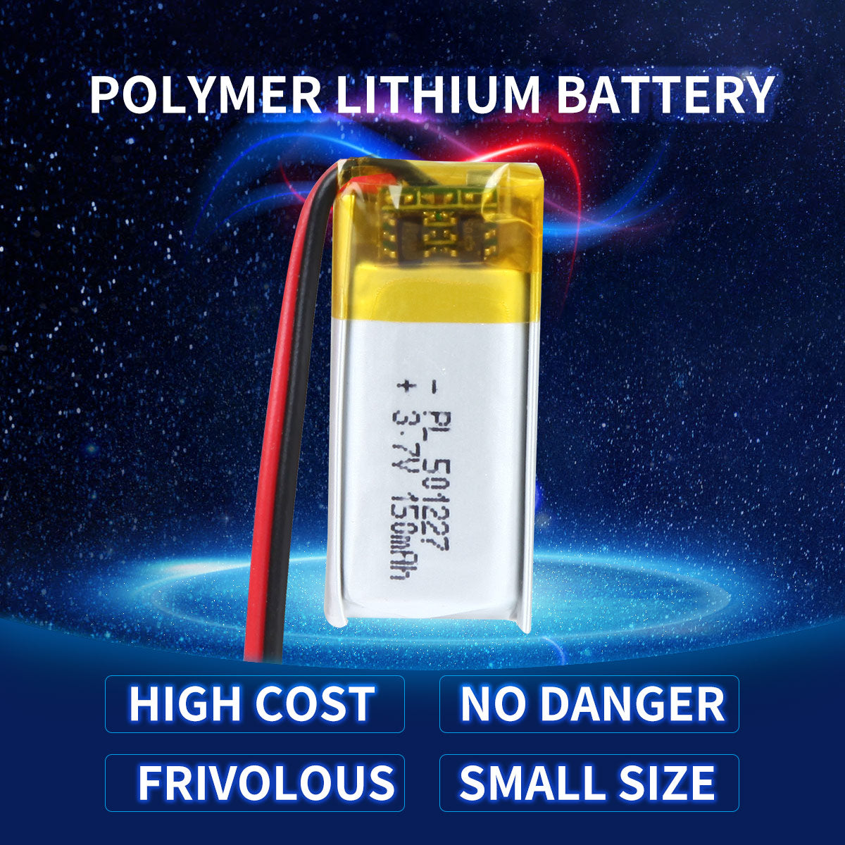 Y3.7V 160mAh 501235 Batterie Lithium Polymère Rechargeable Longueur 37mm