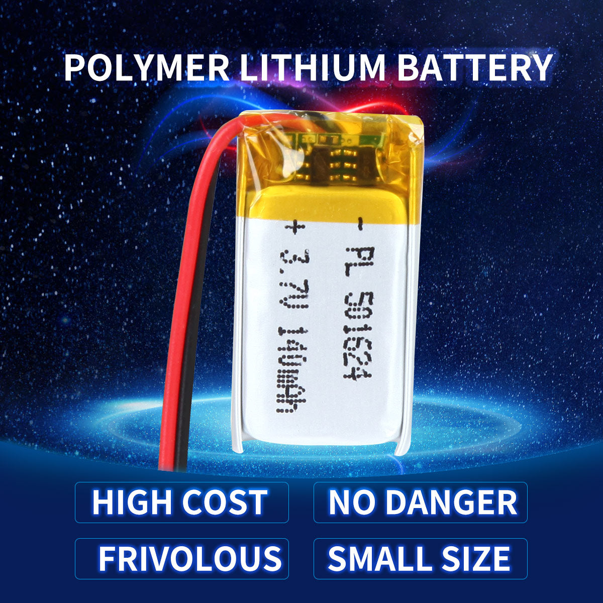 YDL 3.7V 140mAh 501624 충전식 리튬 폴리머 배터리 길이 26mm