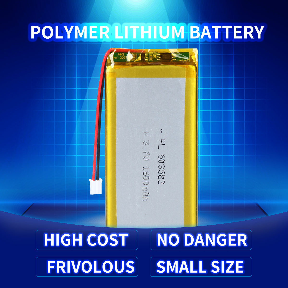YDL 3.7V 1600mAh 503583 Rechargeable Lithium Polymer Battery Length 85mm
