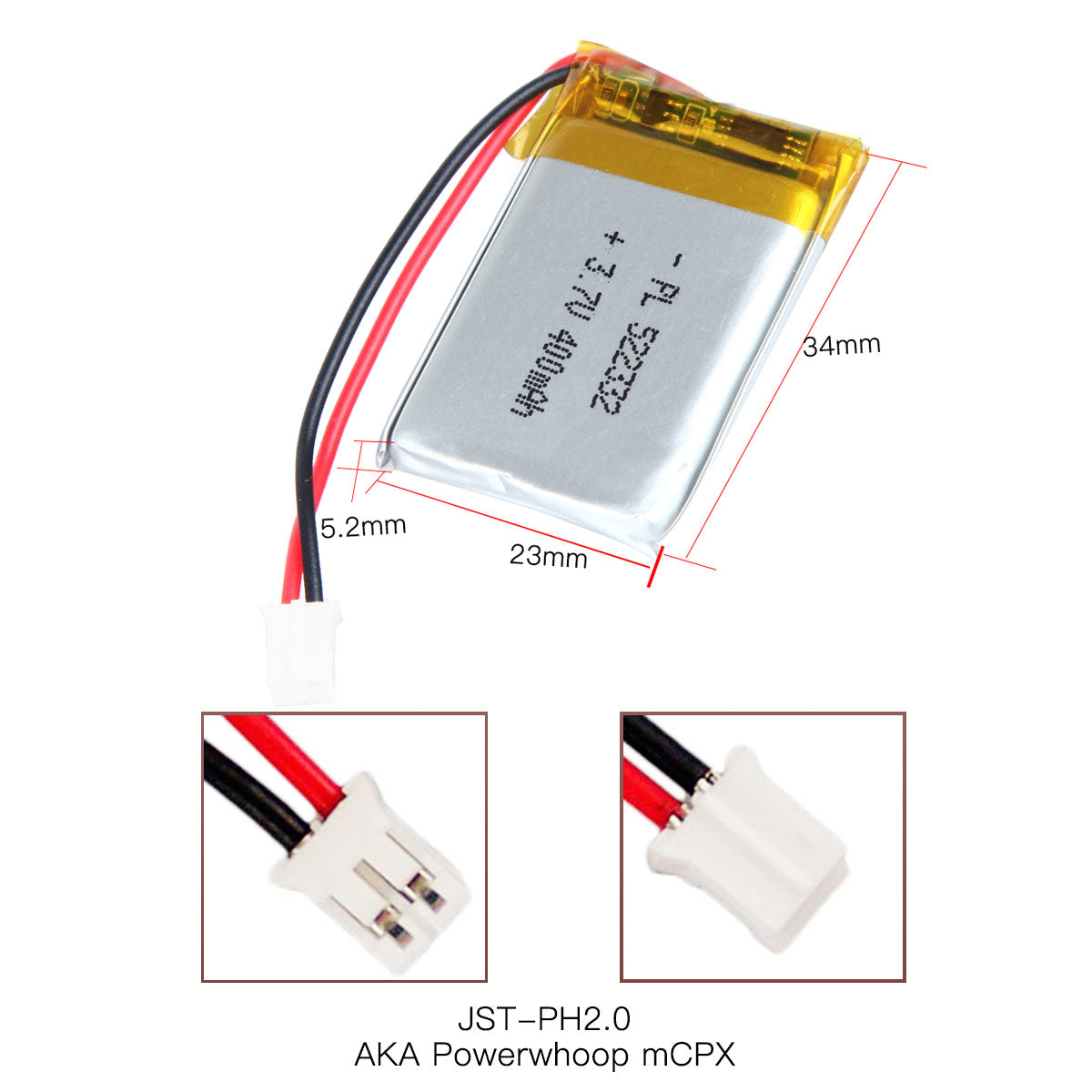 3.7V 400mAh 522332 Lipo Battery Rechargeable Lithium Polymer ion Batt