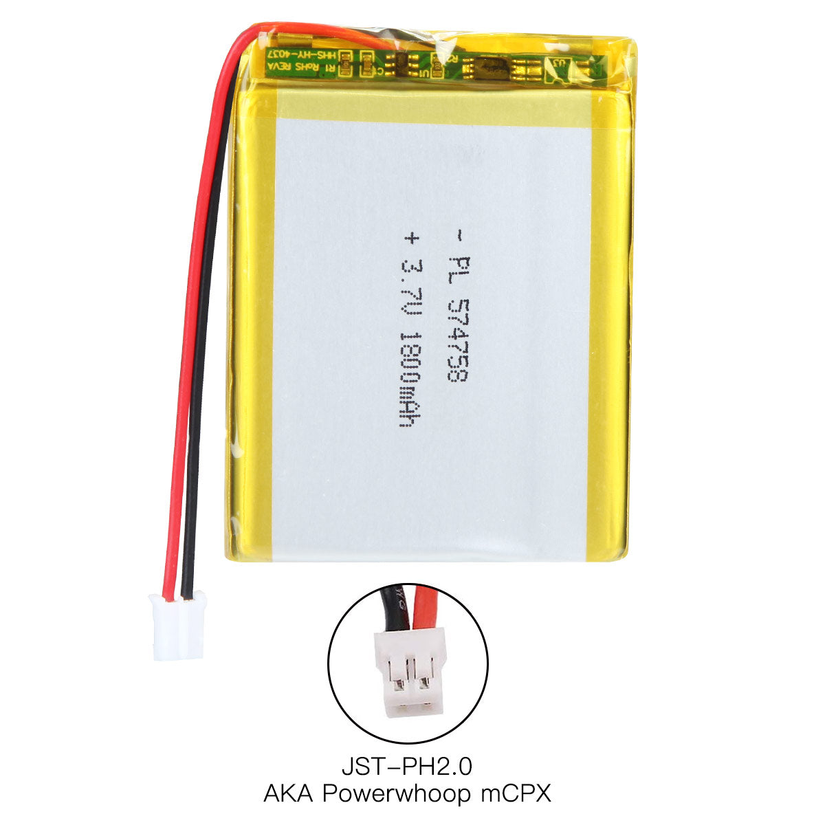 YDL 3.7V 1800mAh 574758 Rechargeable Lithium Polymer Battery Length 60mm
