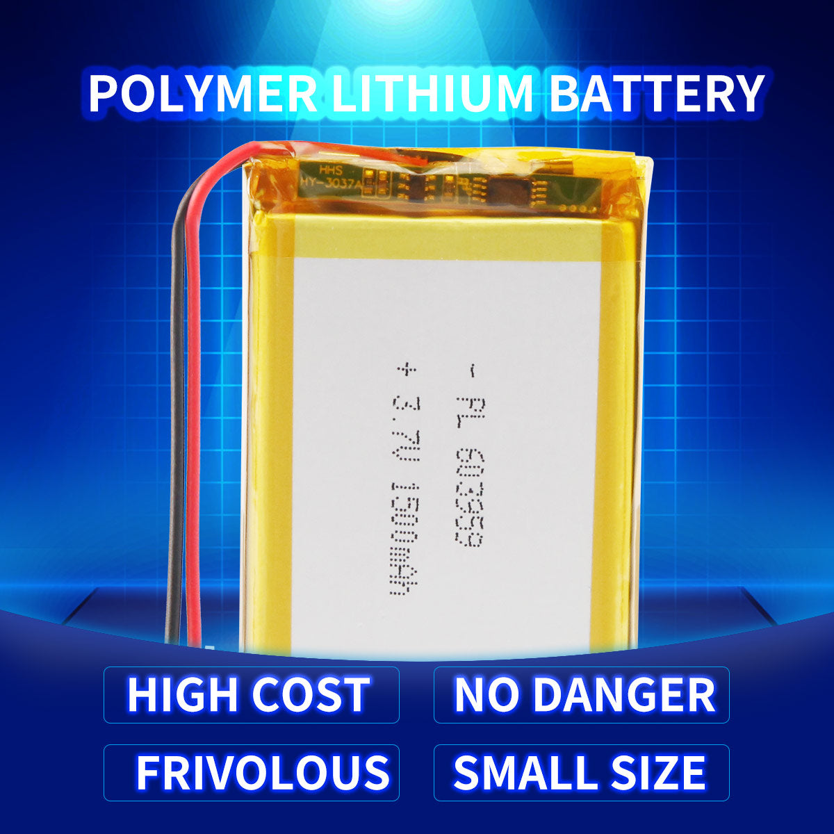3.7V 1500mAh 603959 Batterie lithium-polymère rechargeable Longueur 61mm