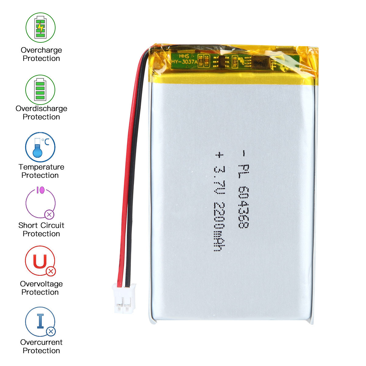 YDL 3.7V 2200mAh 604368 Rechargeable Lithium Polymer Battery