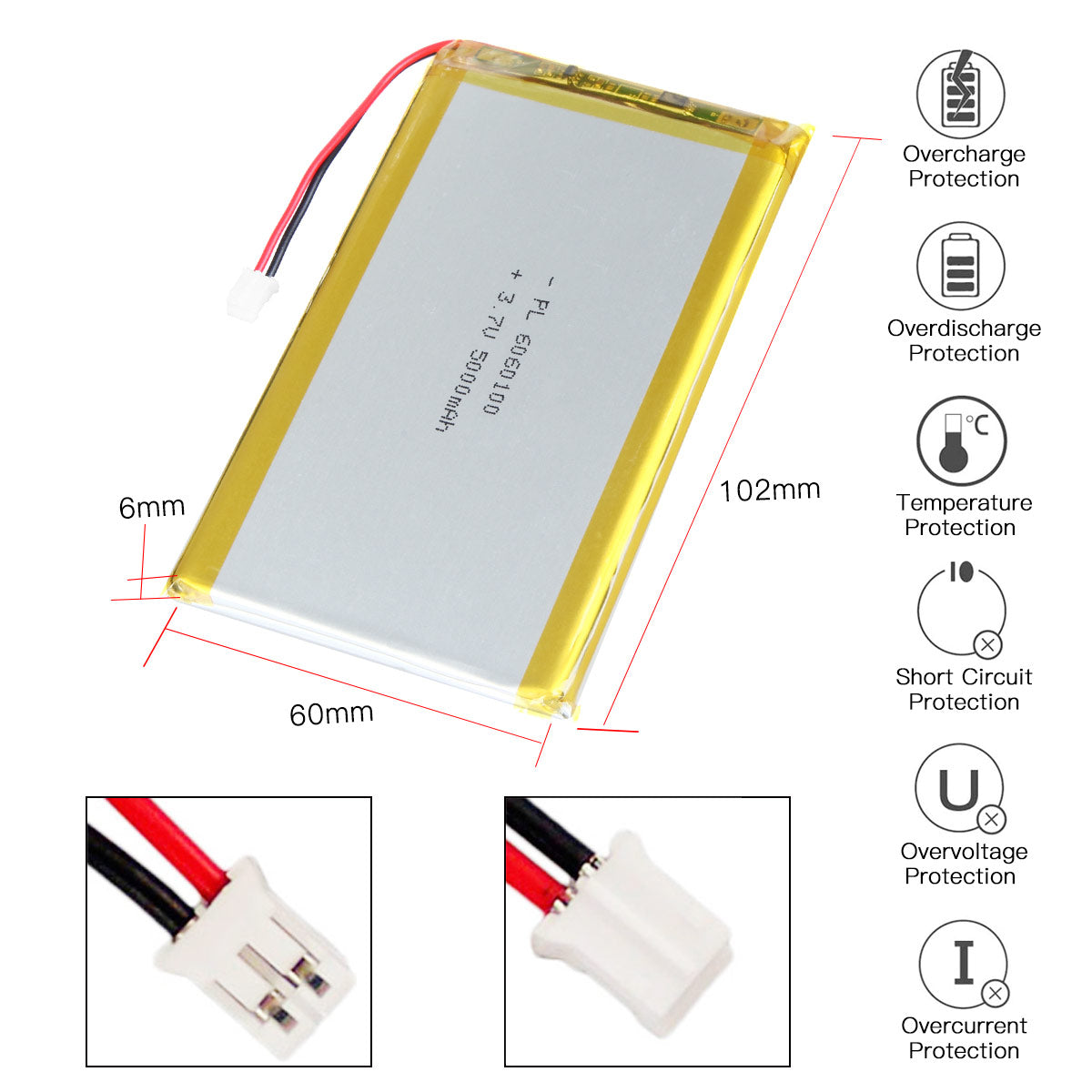 YDL 6060100 3.7 v 5000mAh Rechargeable Lithium Polymer Battery